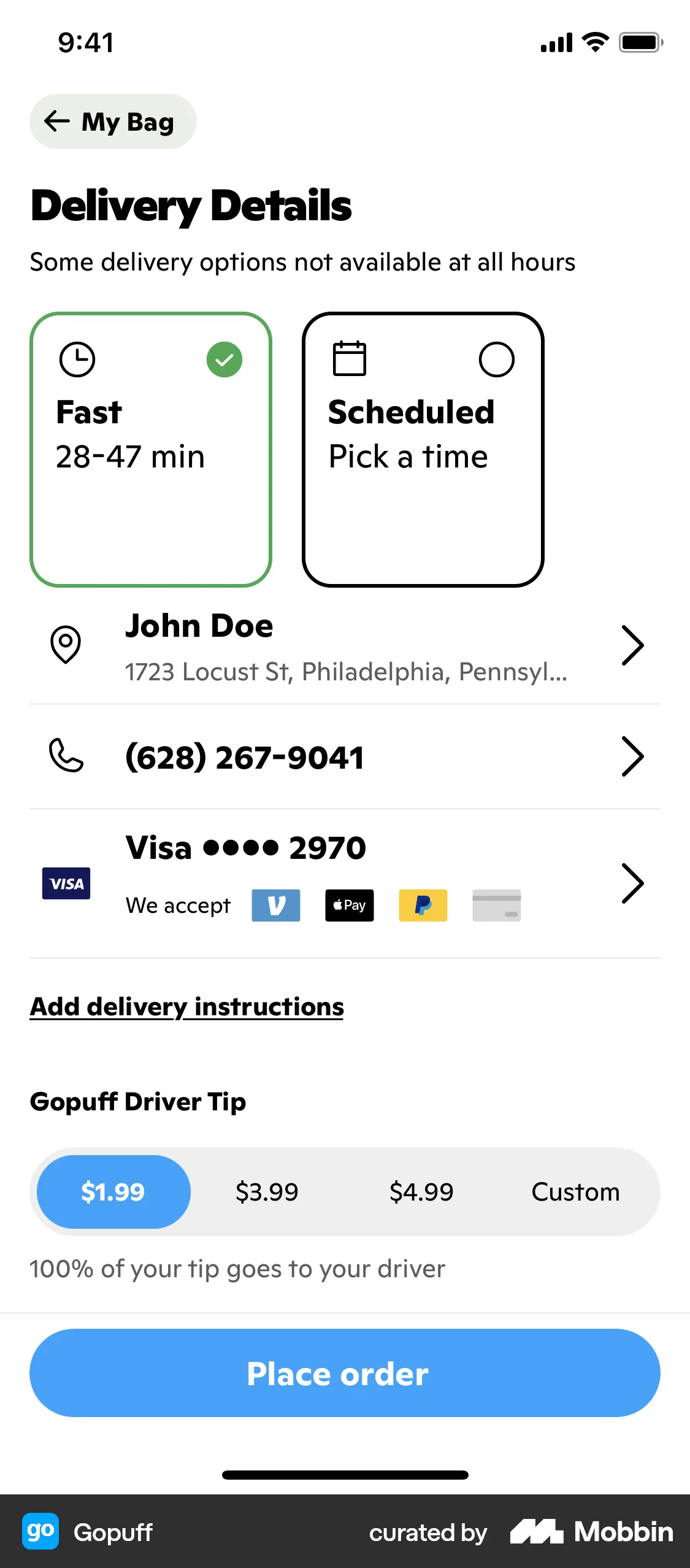 Gopuff iOS Checkout screen