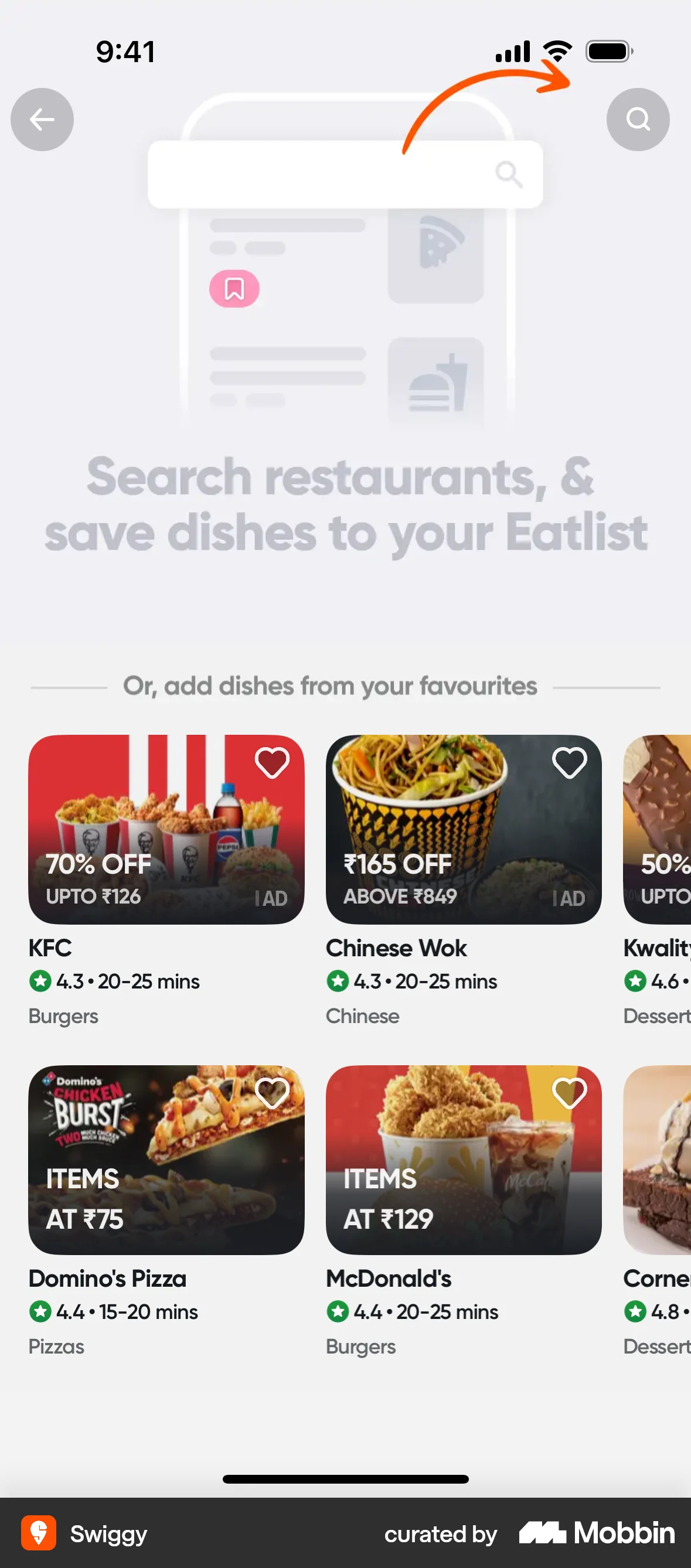 Swiggy iOS screen containing Coach Marks UI element