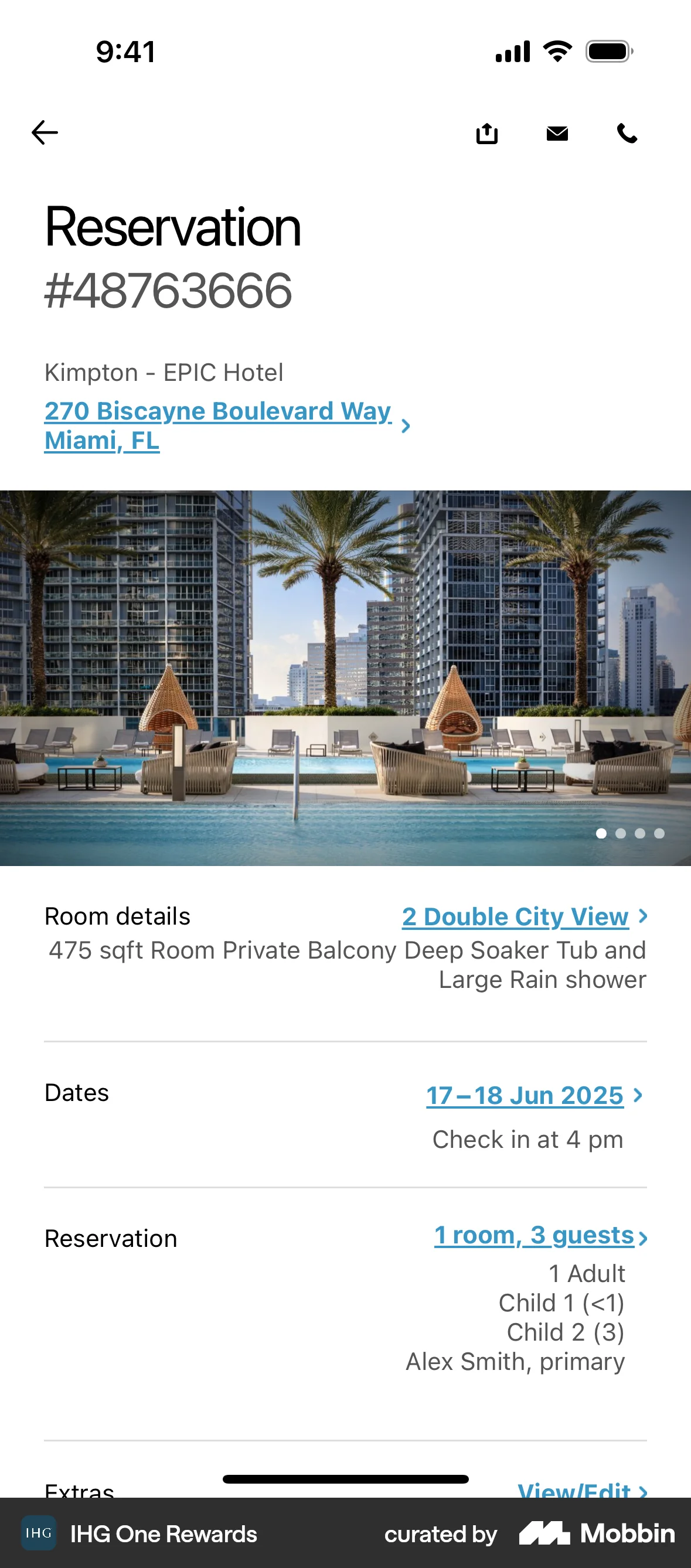 IHG Hotels & Rewards iOS Order Detail screen