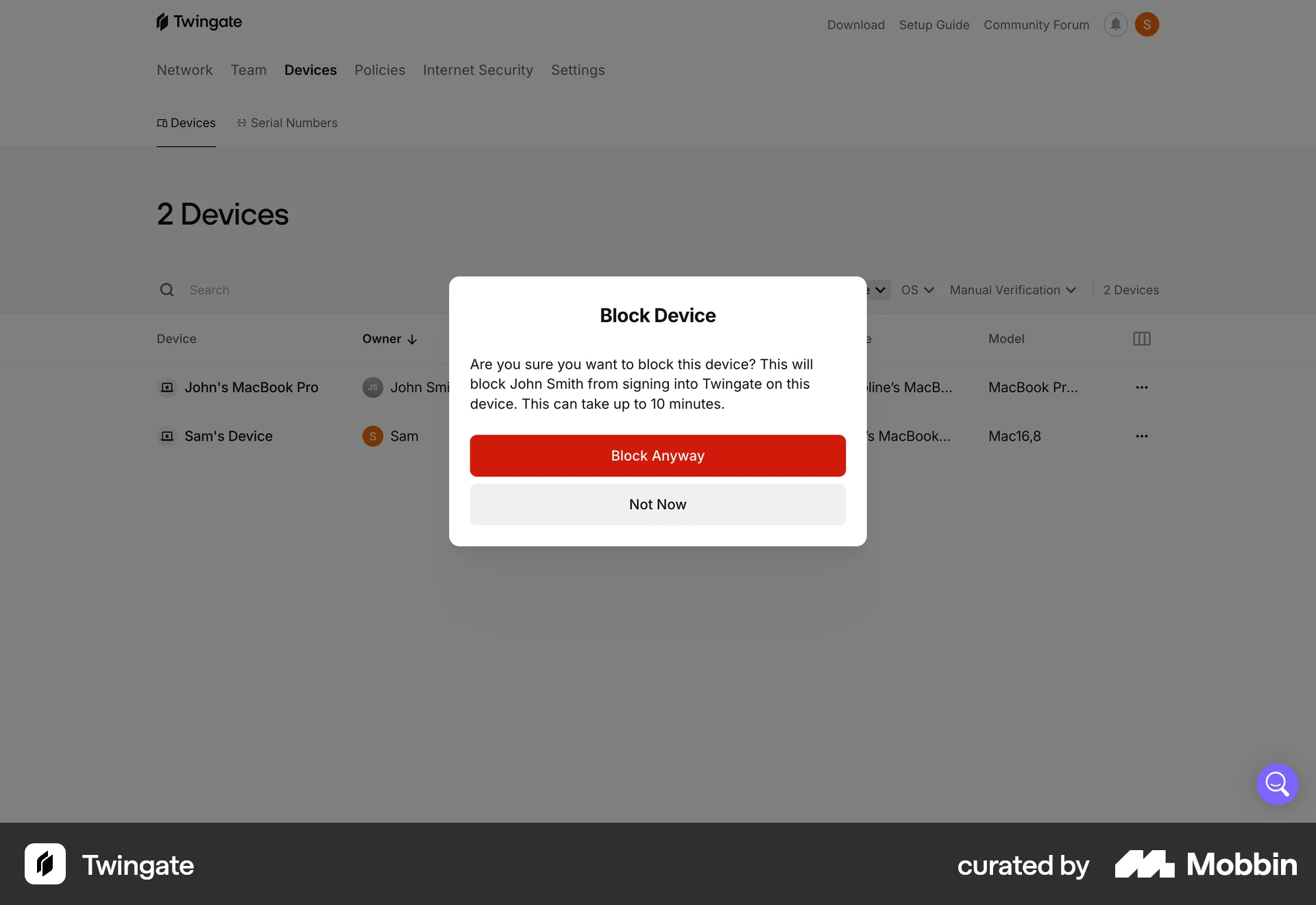 Twingate Web Ban & Block screen