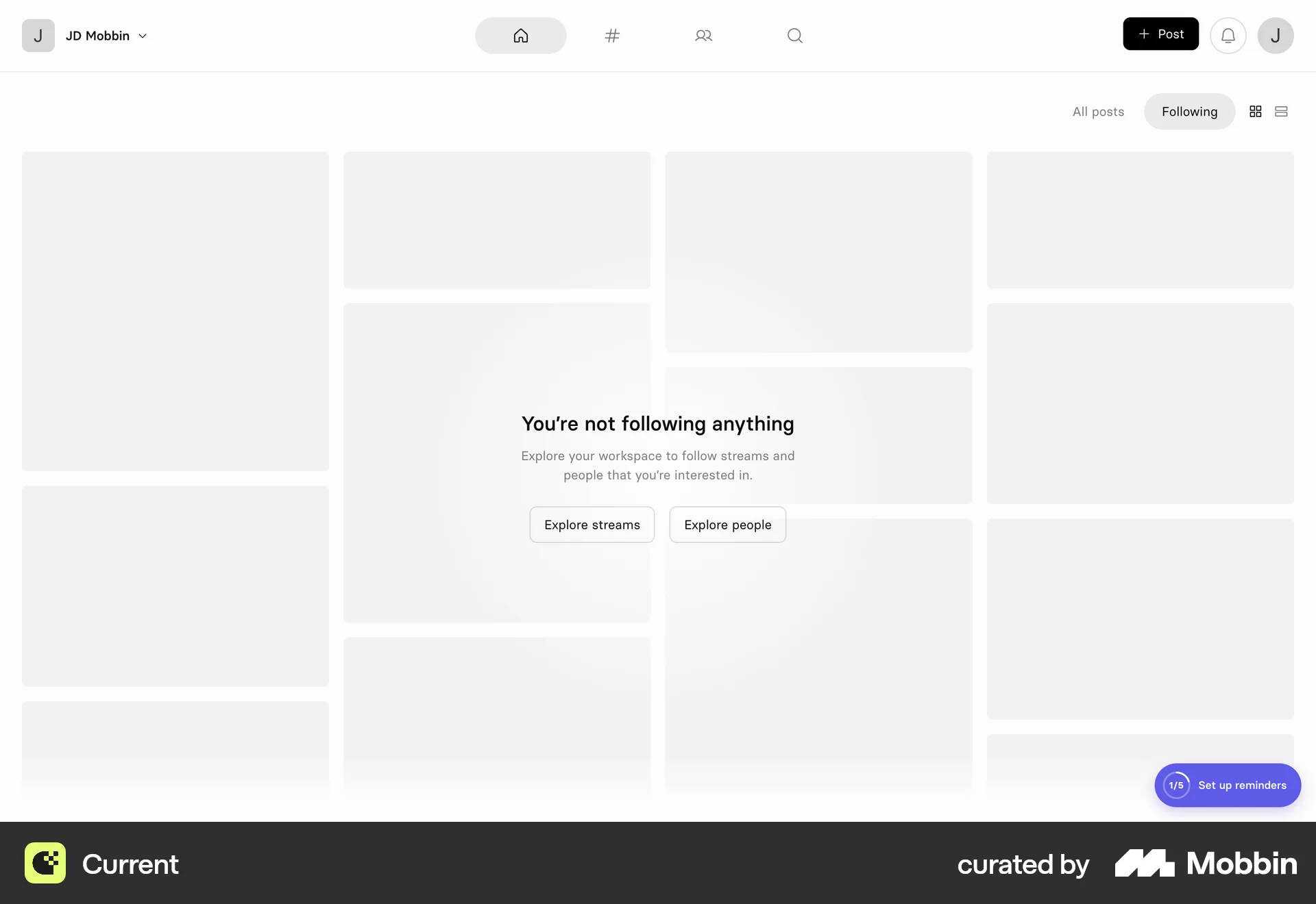 Current Web Social Feed screen