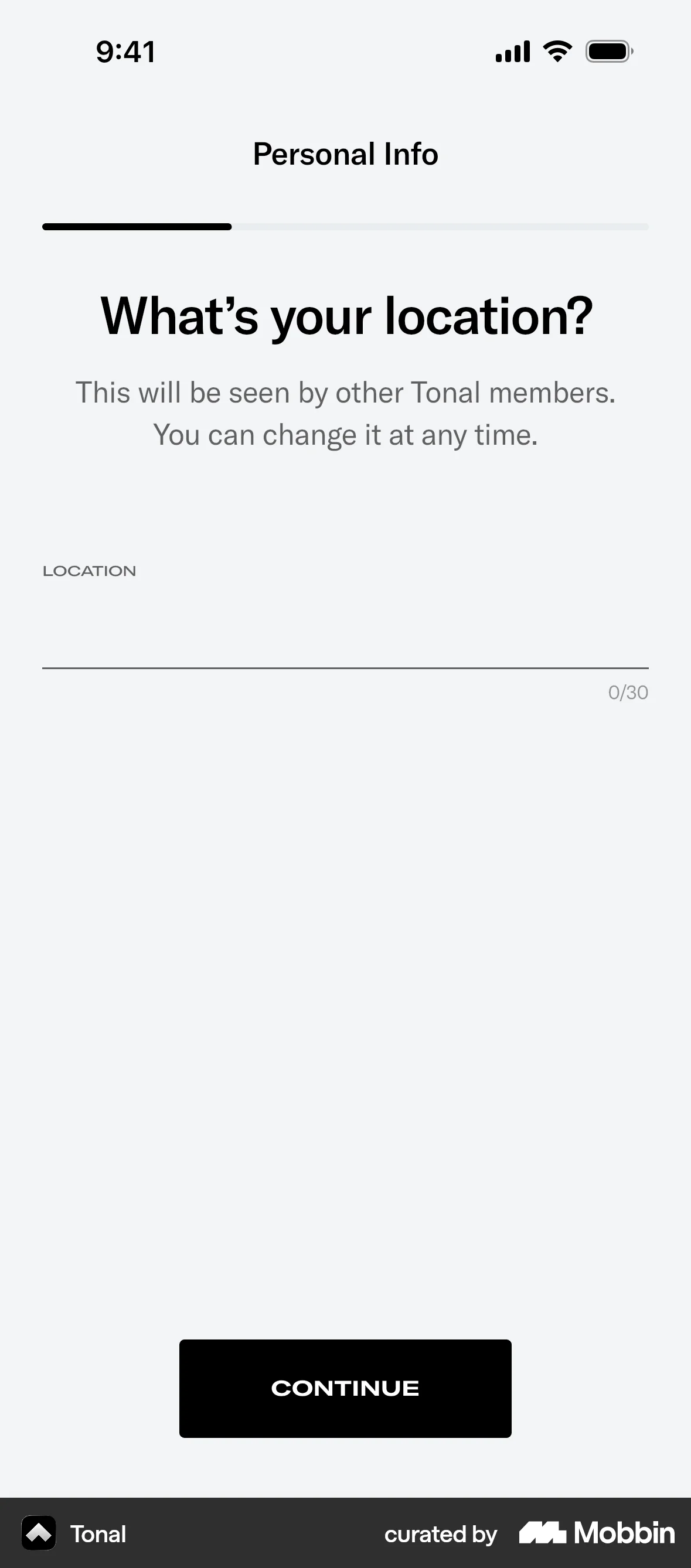Tonal Onboarding screen
