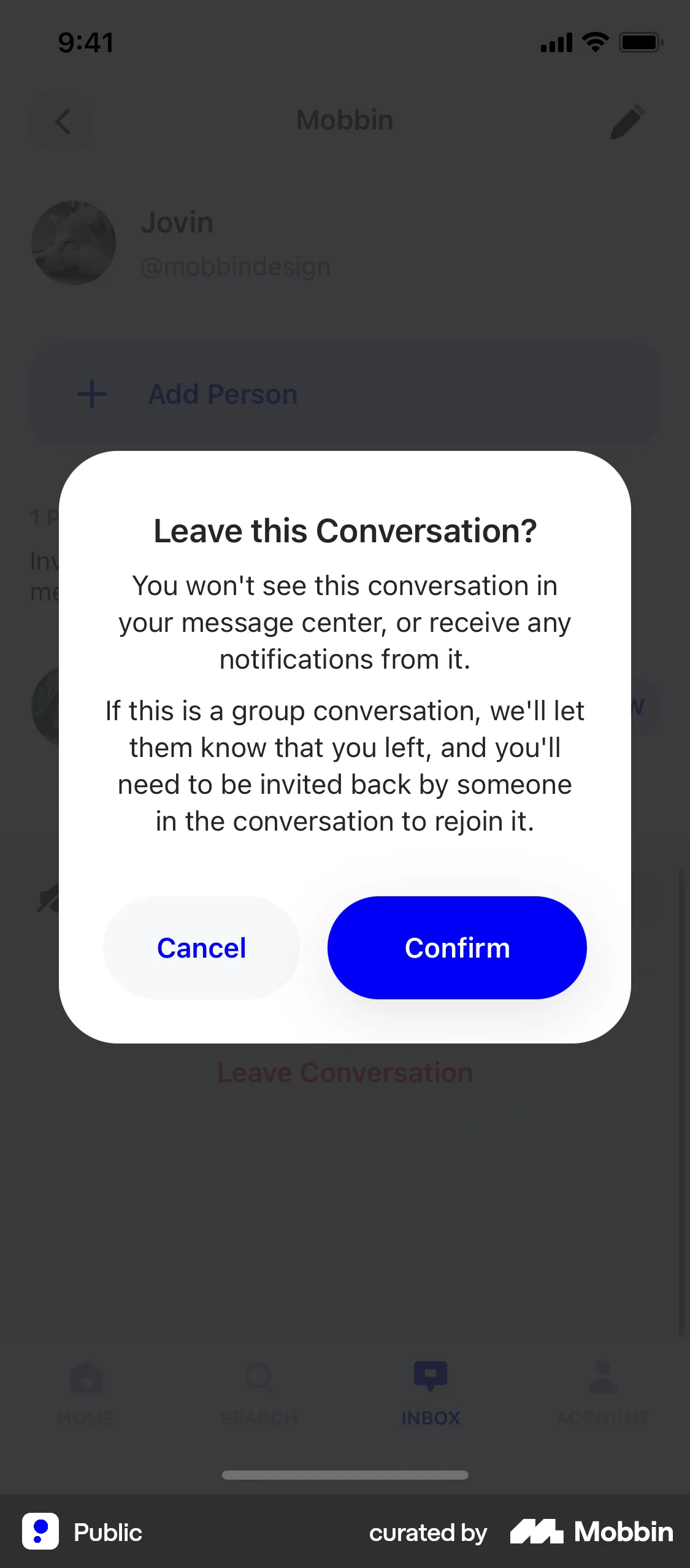 Public iOS Confirmation screen