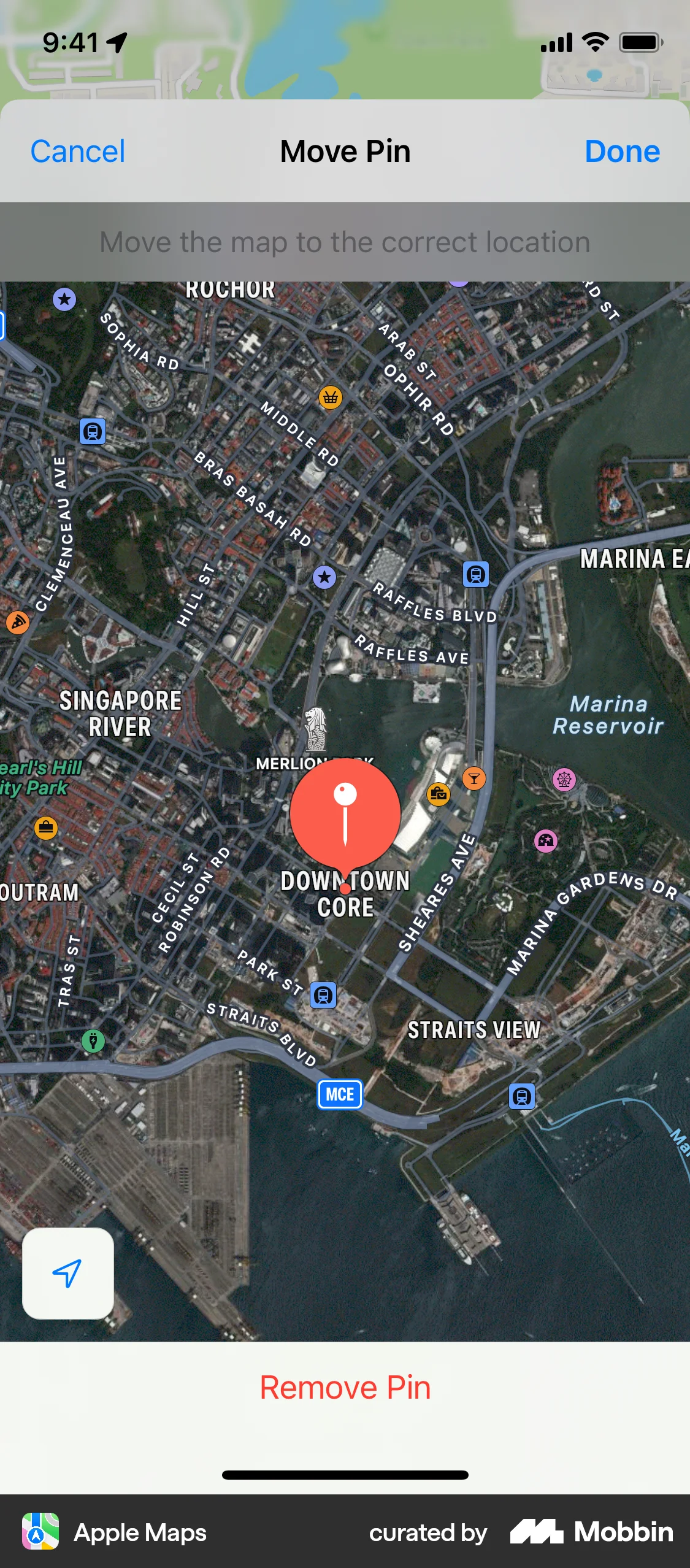 Apple Maps iOS Move screen