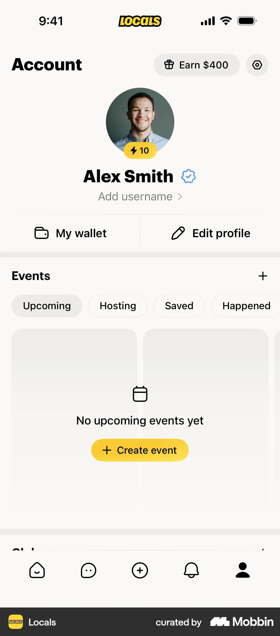 Locals iOS My Account & Profile screen