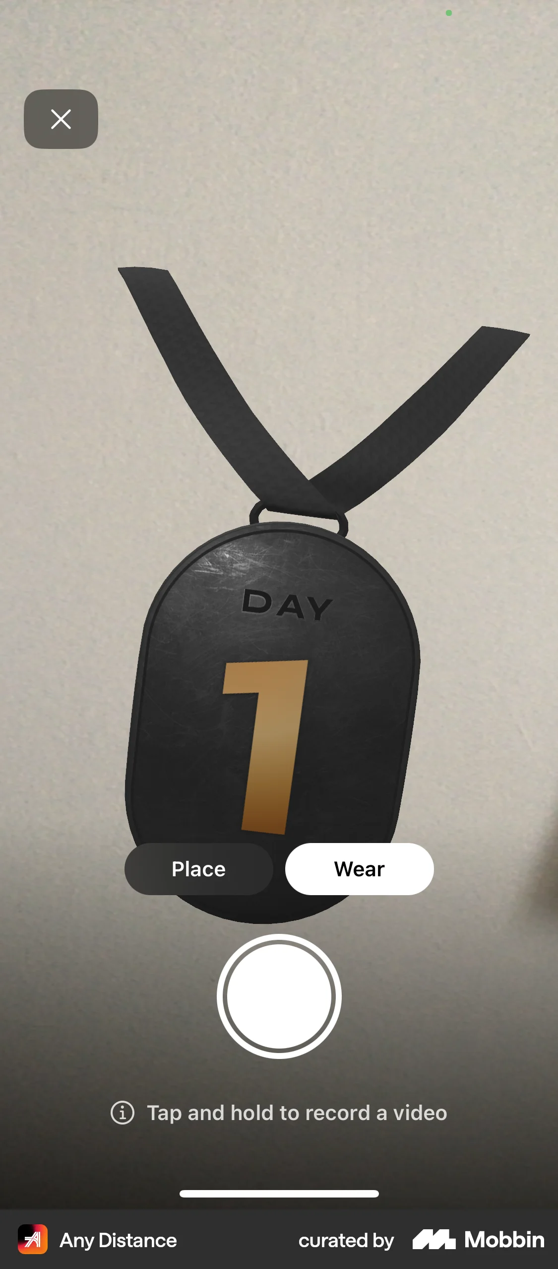 Any Distance iOS Augmented Reality screen