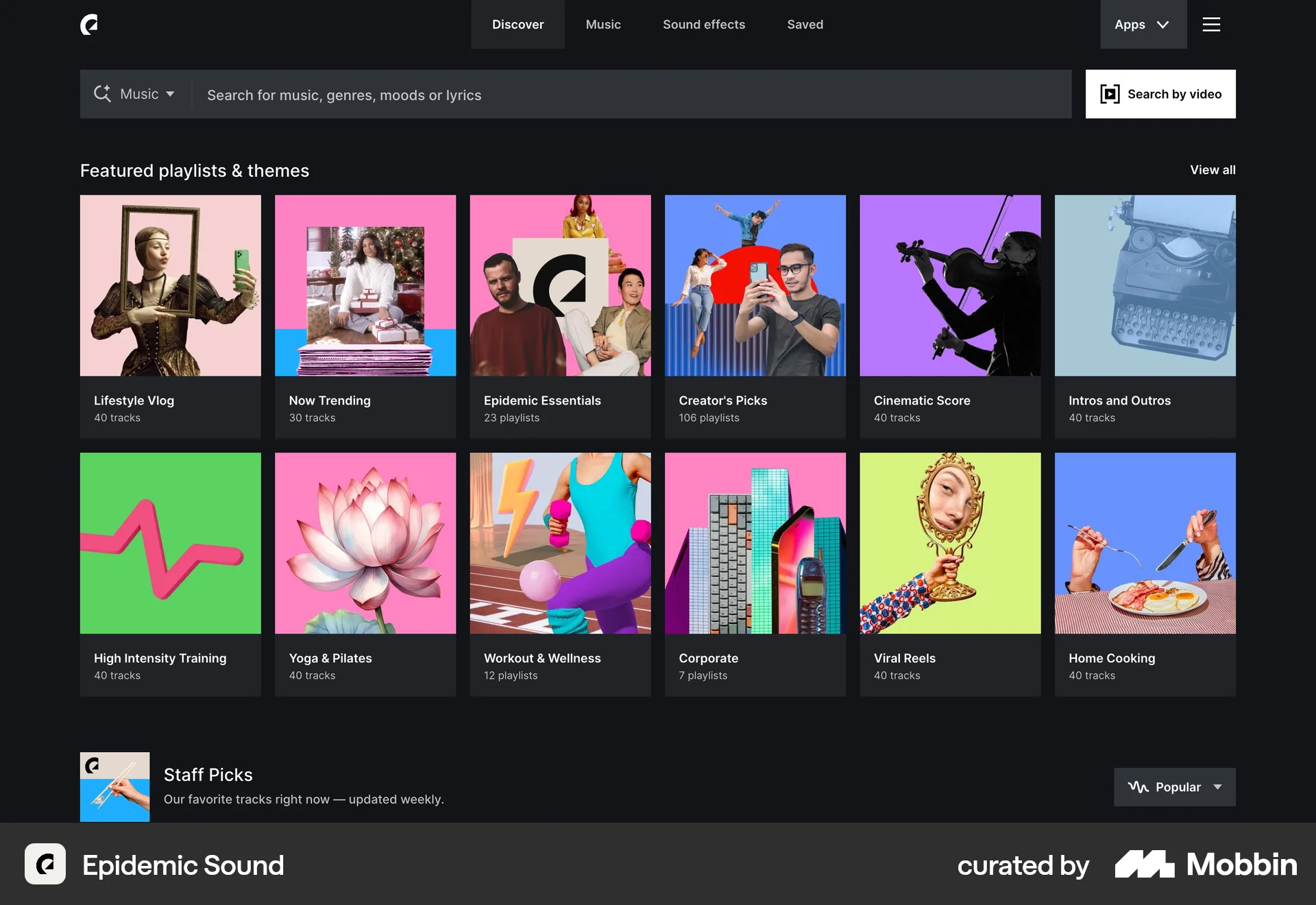 Epidemic Sound screen