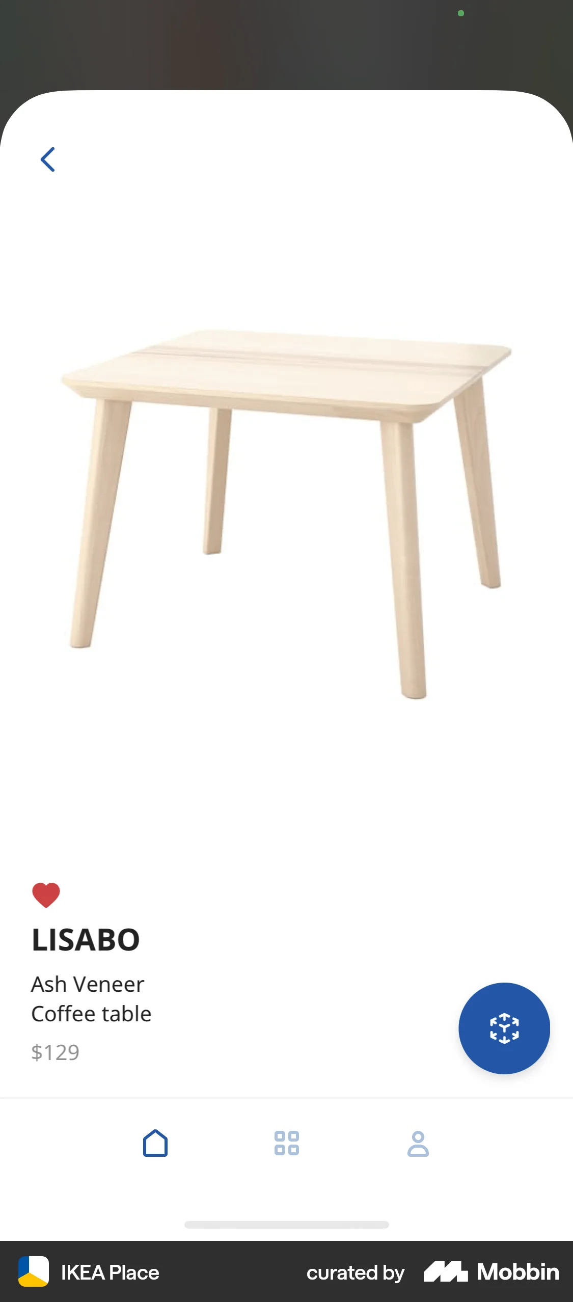 IKEA Place iOS Like & Upvote screen