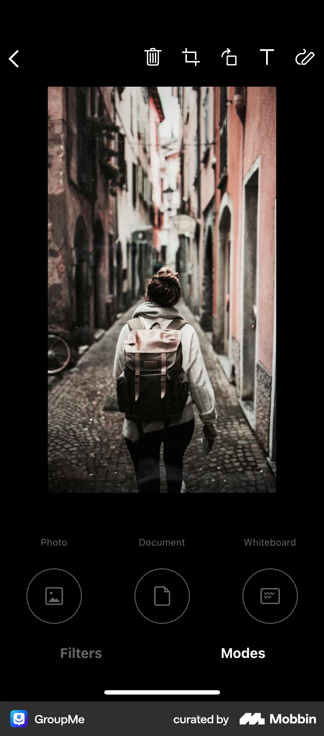 GroupMe iOS Media Editor screen