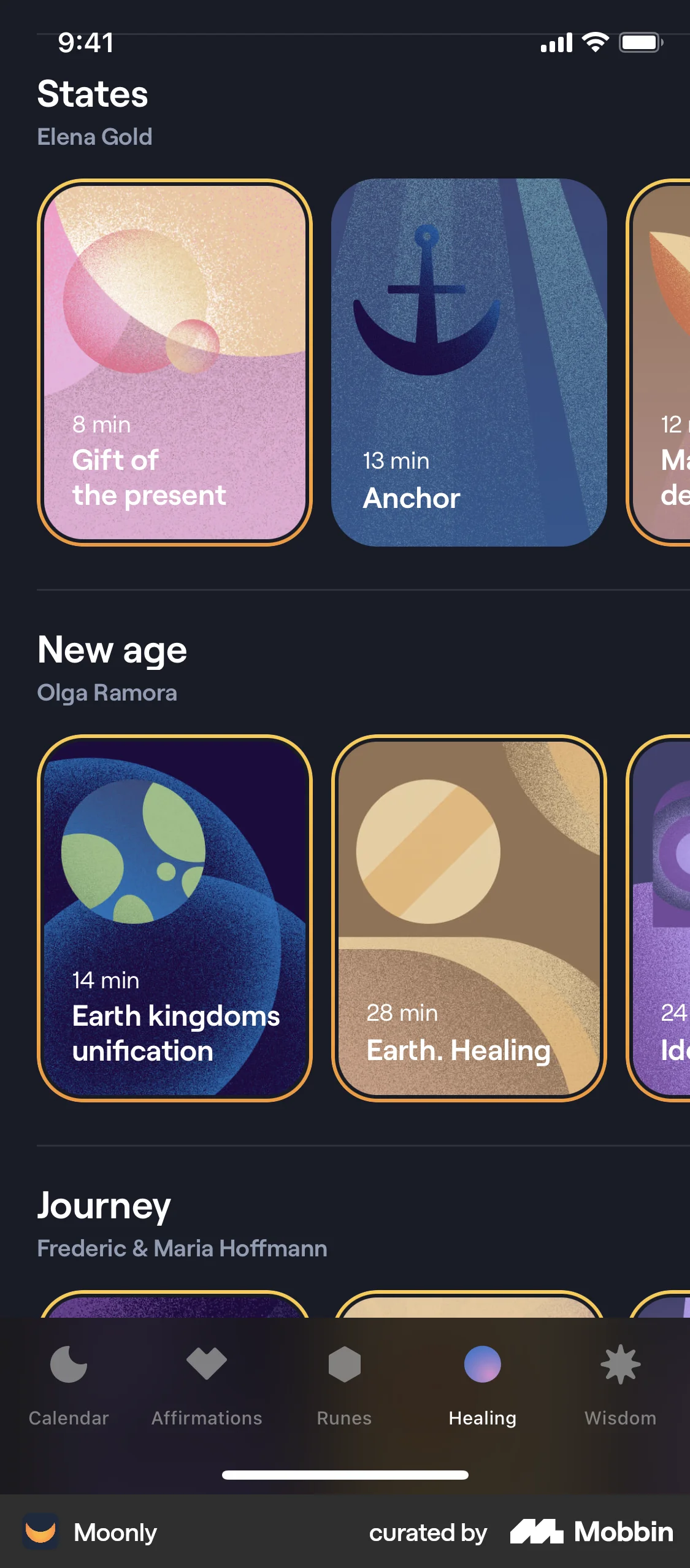 Moonly iOS Playlists screen