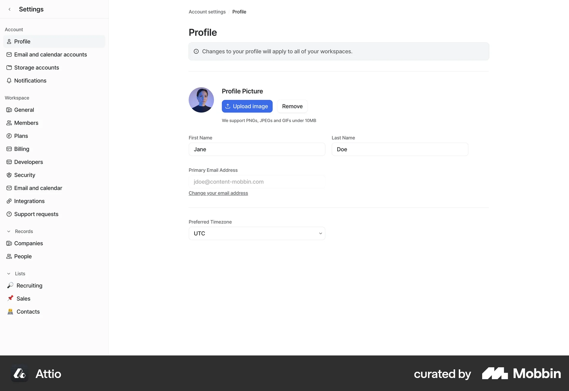 Attio Web screen containing Breadcrumbs UI element