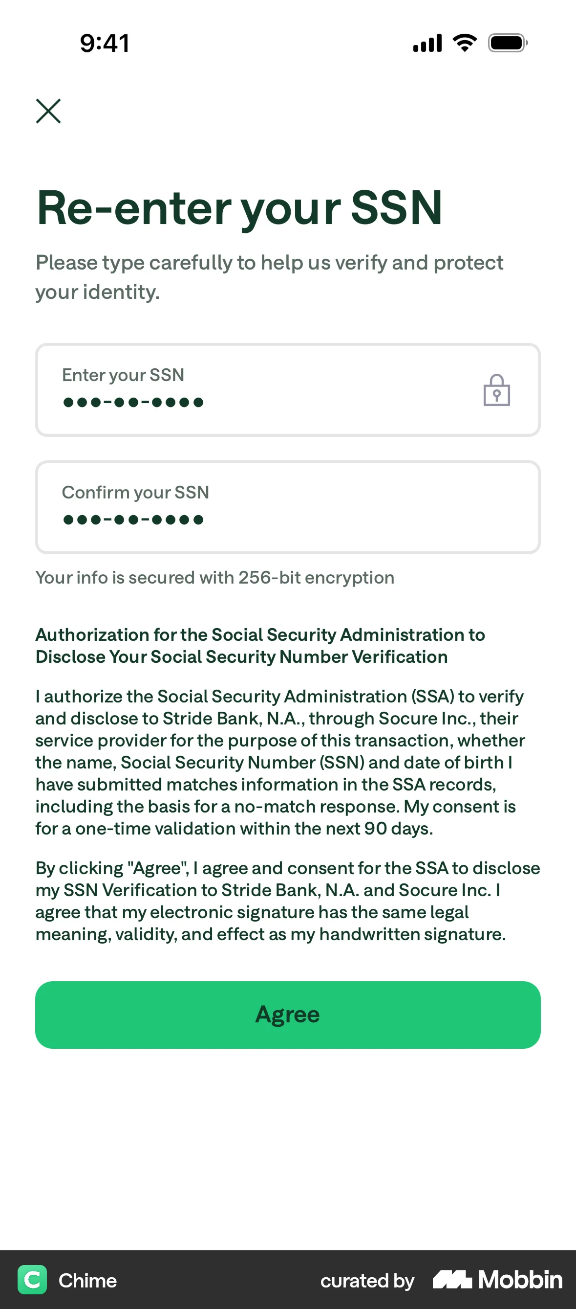 Chime Onboarding screen