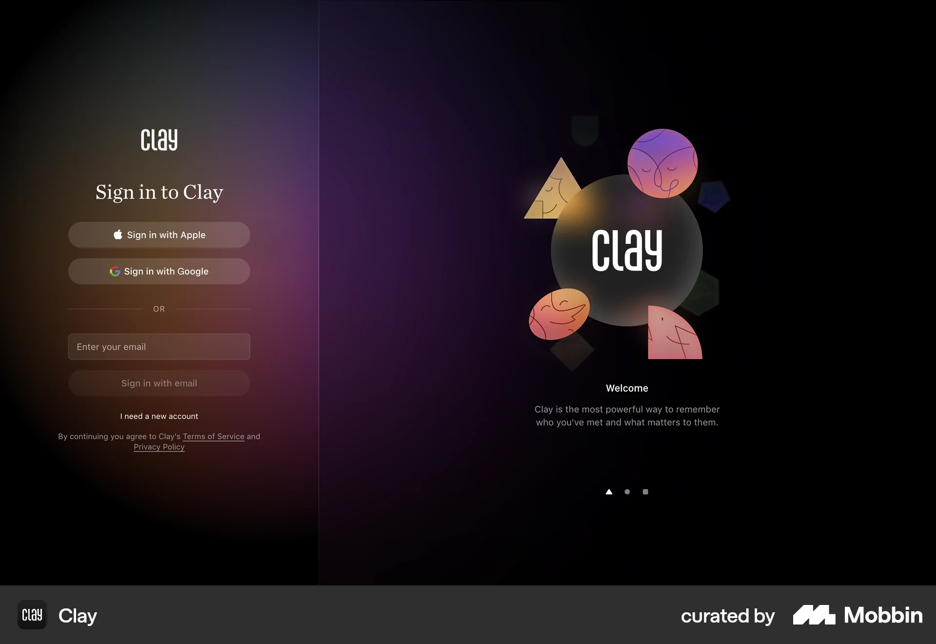 Clay Web Login screen