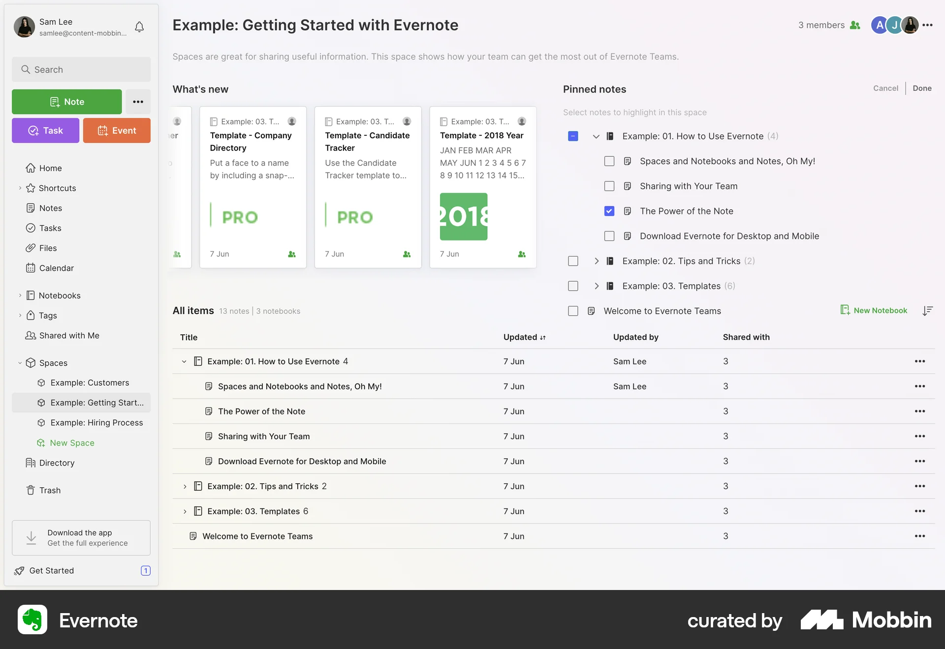 Evernote Web Bookmarks & Collections screen