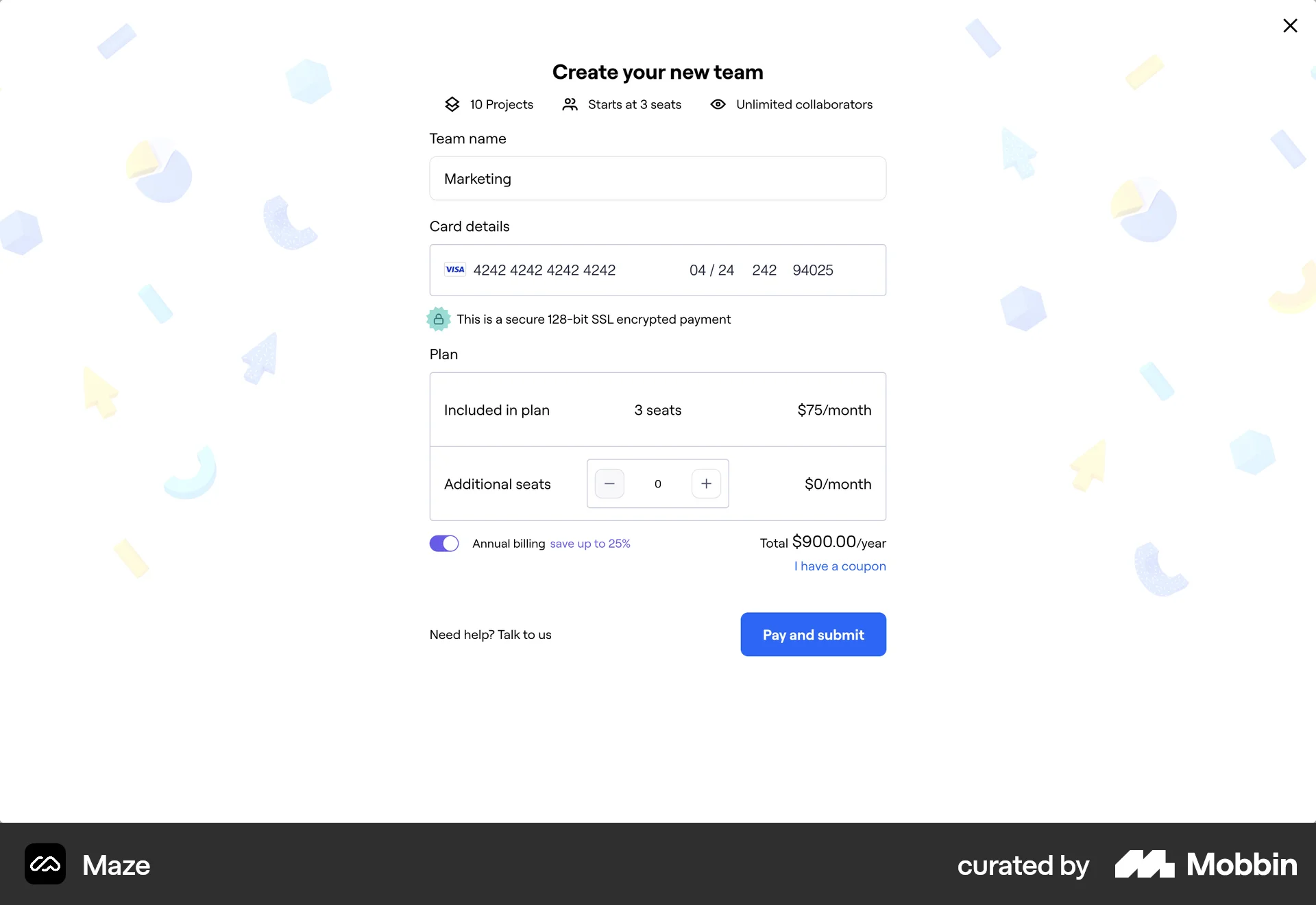 Maze Web Subscription & Paywall screen