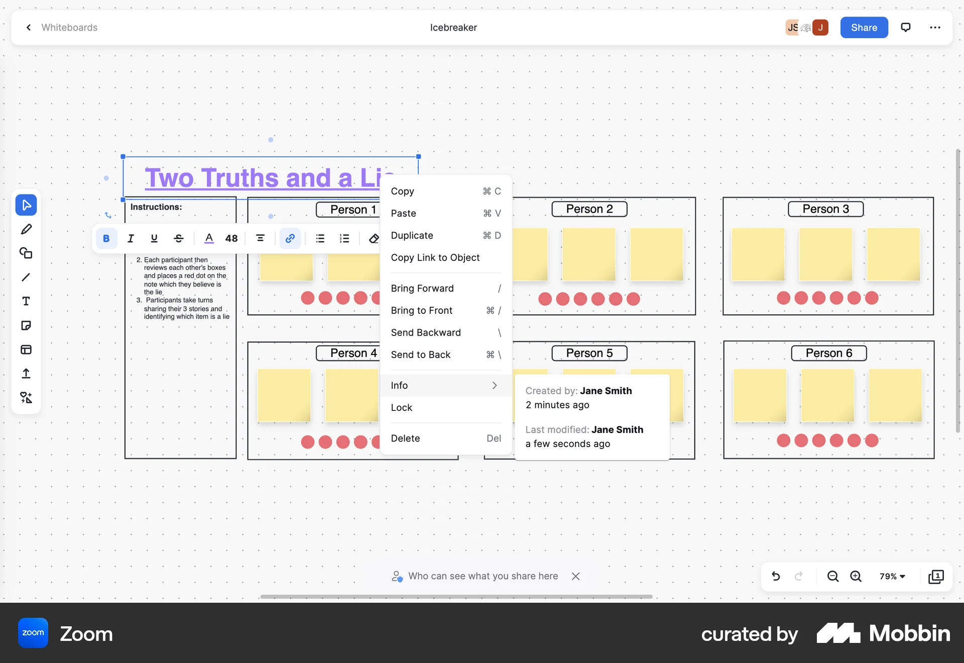 Zoom Web screen containing Context Menu UI element