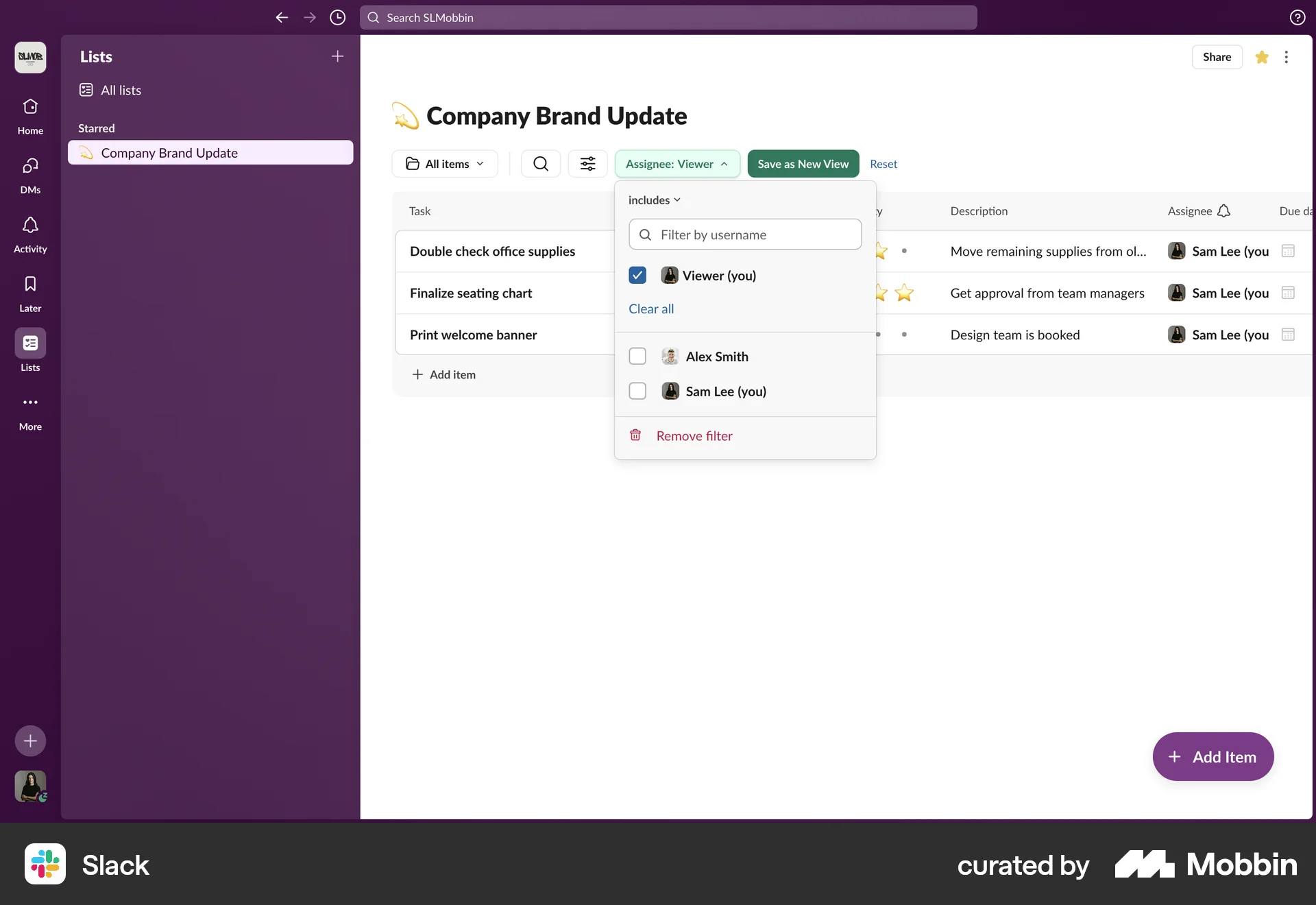 Slack Web screen containing Combobox UI element
