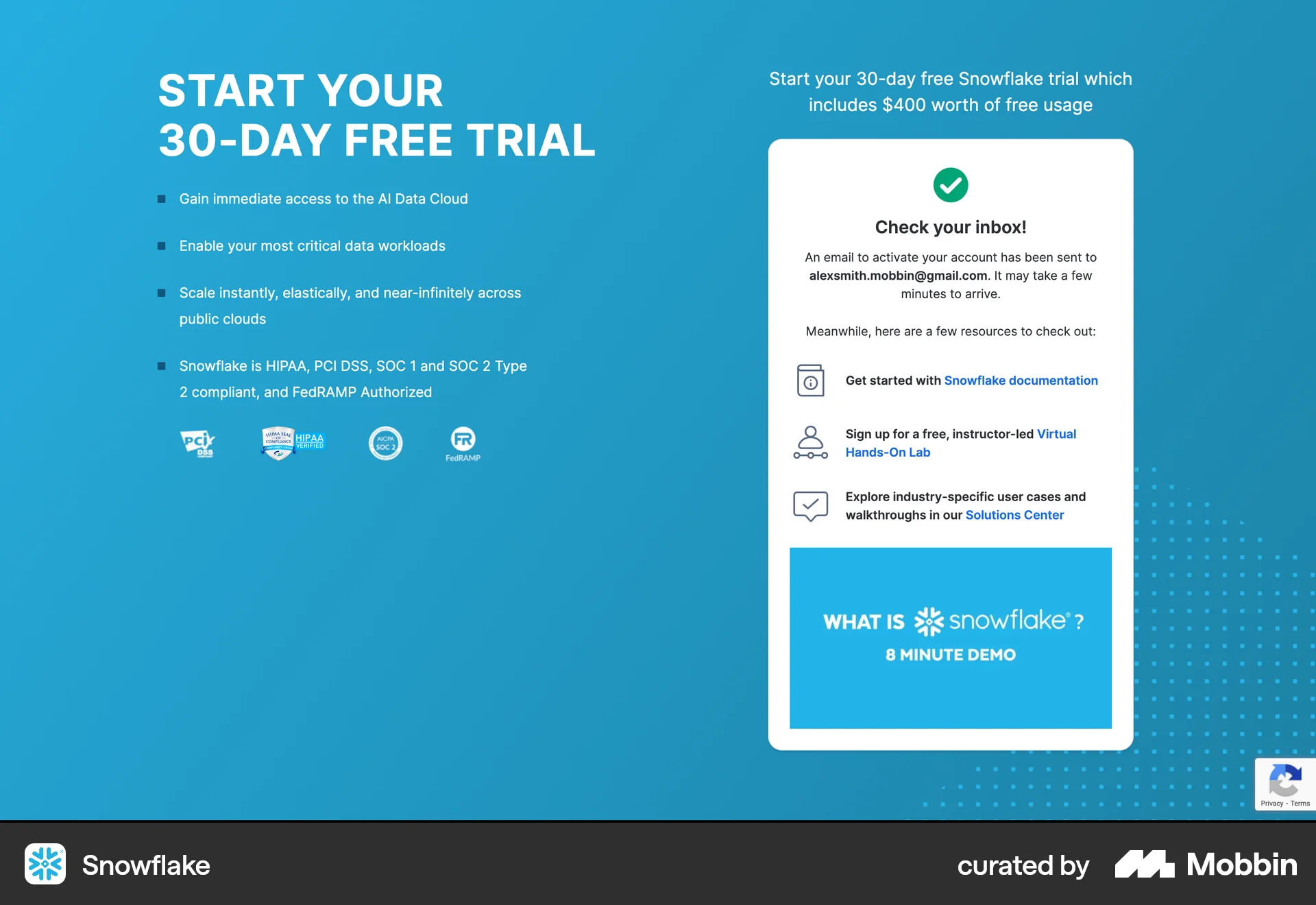 Snowflake Web Verification screen