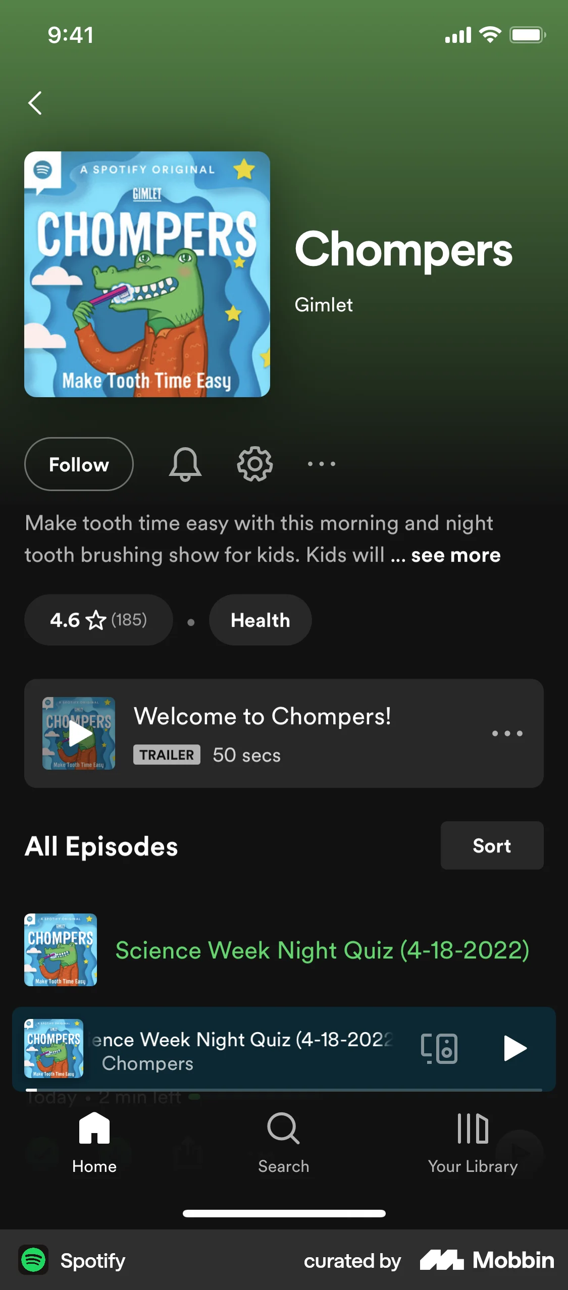 Spotify iOS Song & Podcast Detail screen
