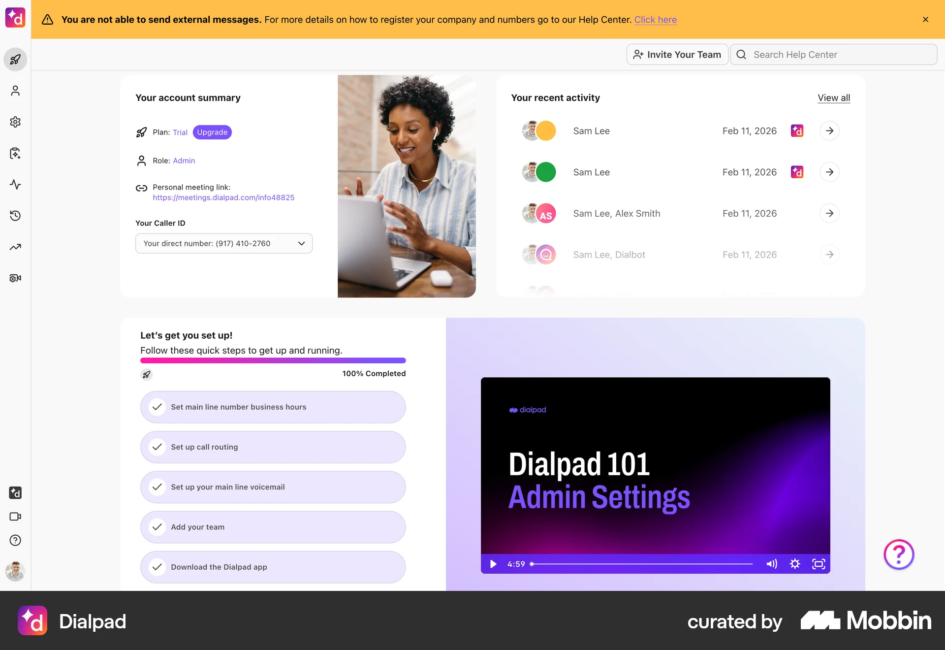 Dialpad Web Admin Dashboard screen