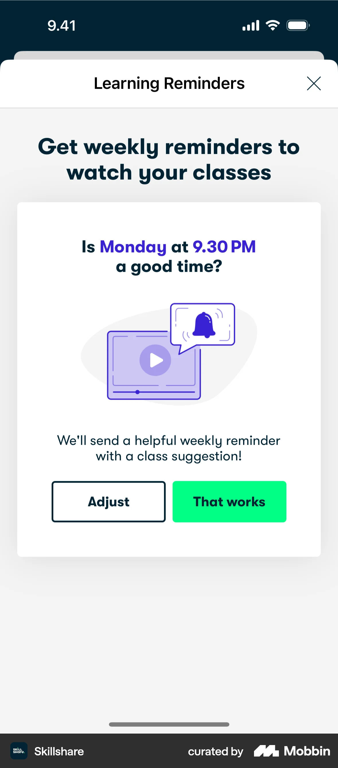 Skillshare iOS Permission screen