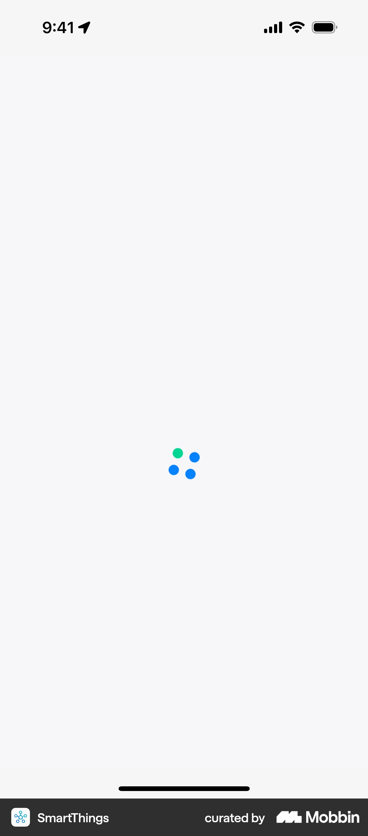 SmartThings iOS screen containing Loading Indicator UI element