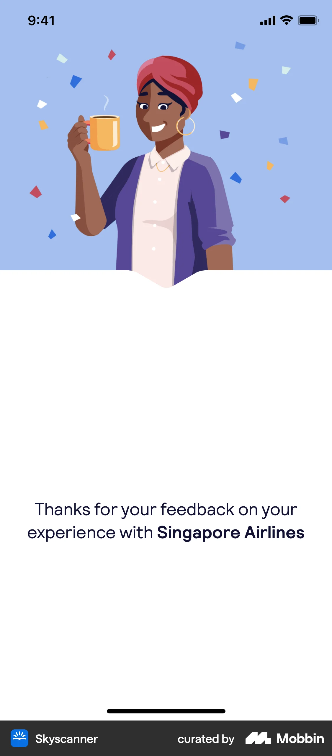 Skyscanner iOS Confetti screen