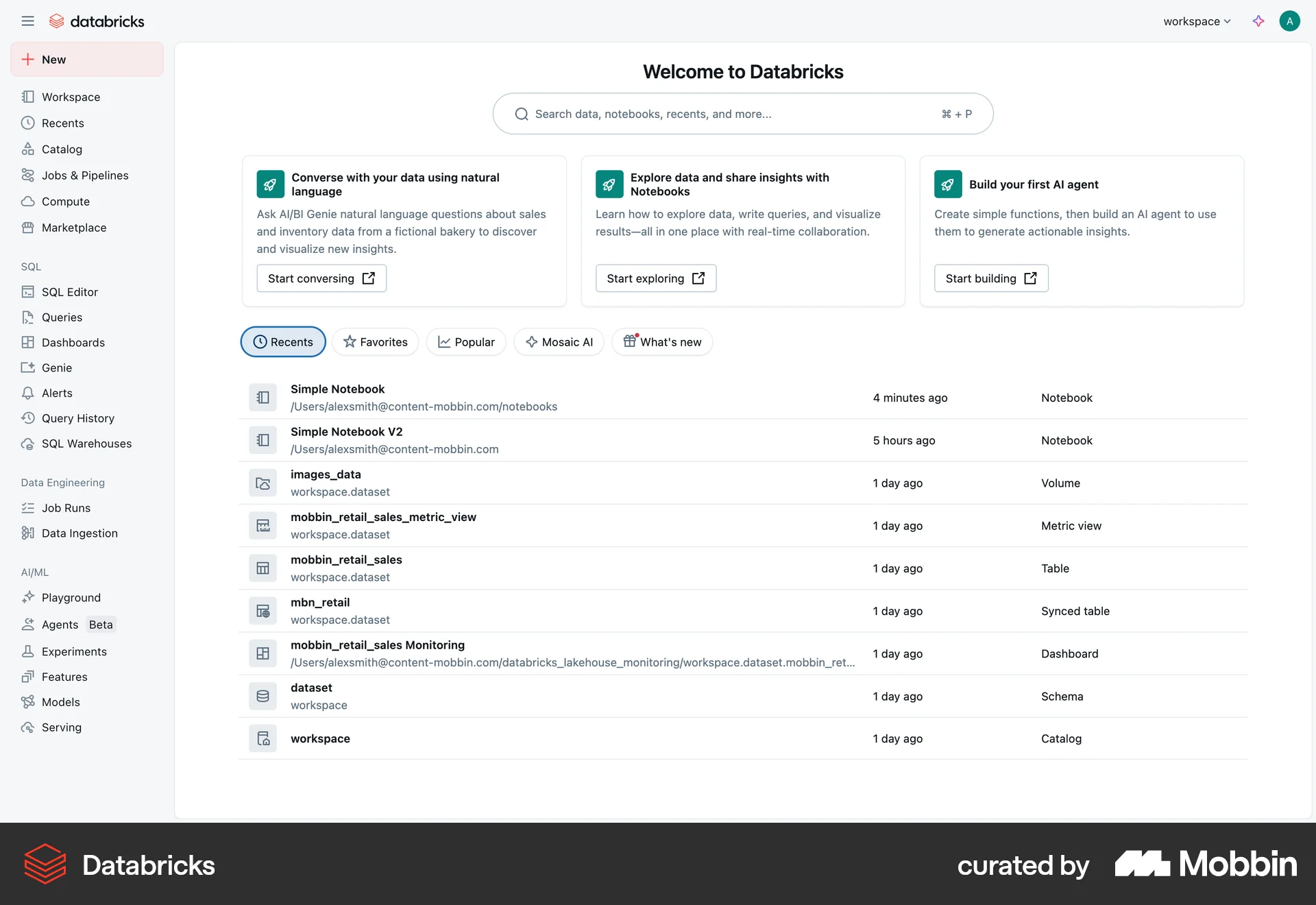 Databricks Web screen containing Status Dot UI element