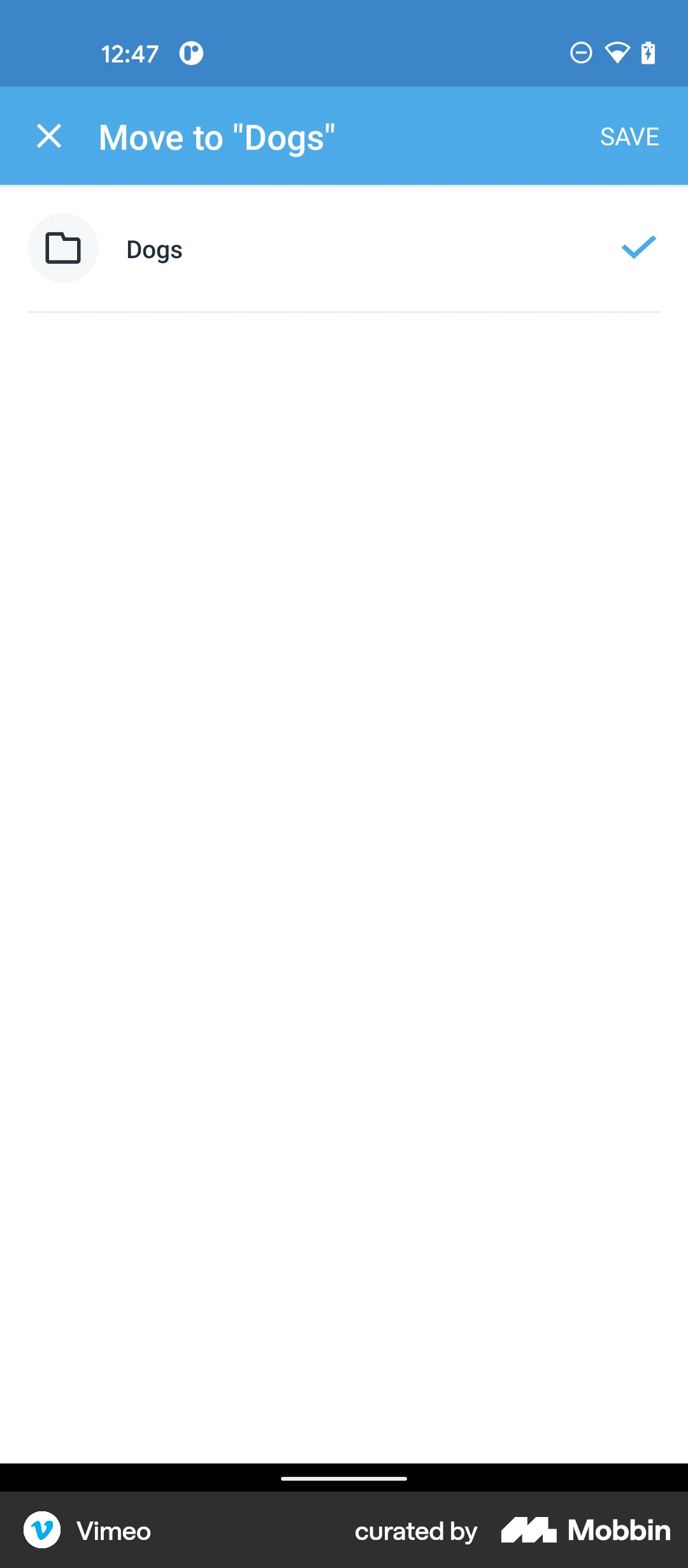 Vimeo Android Move screen