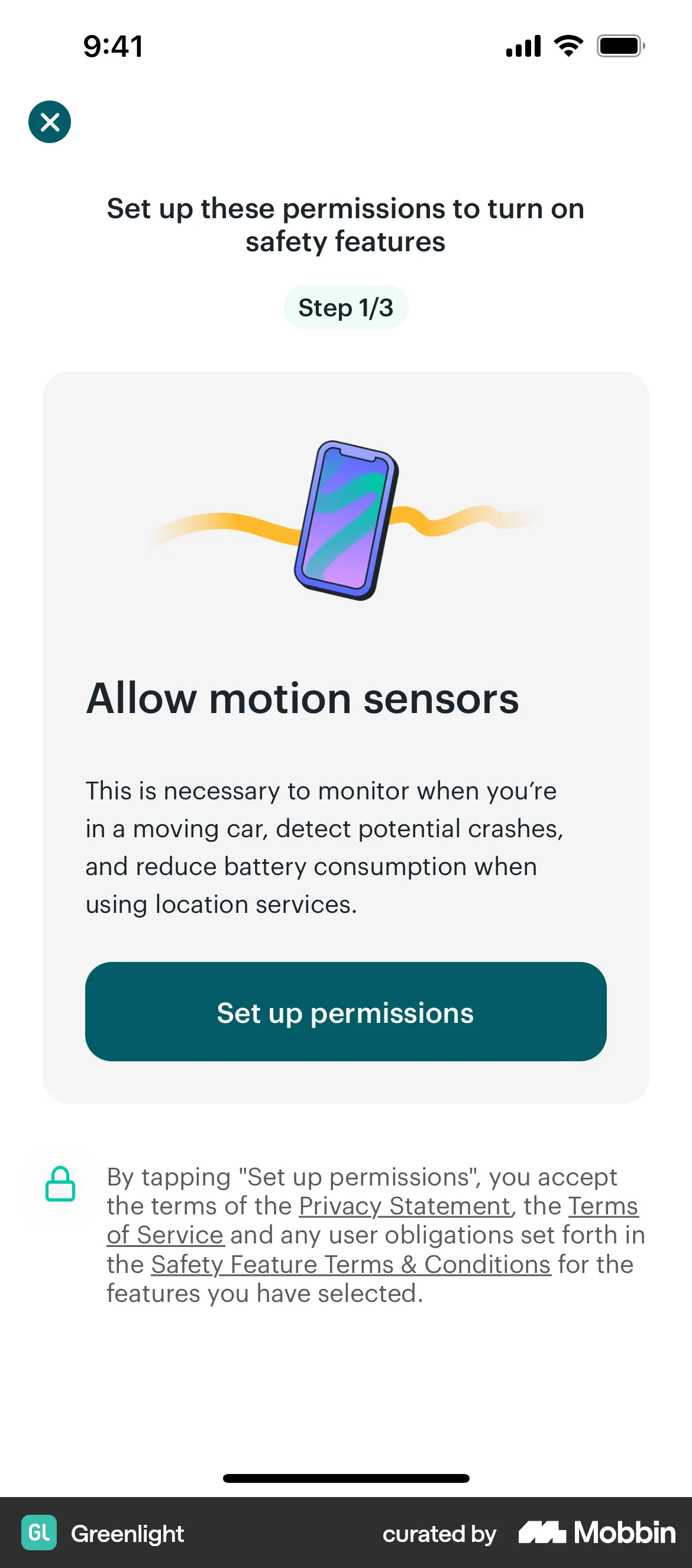 Greenlight iOS Permission screen