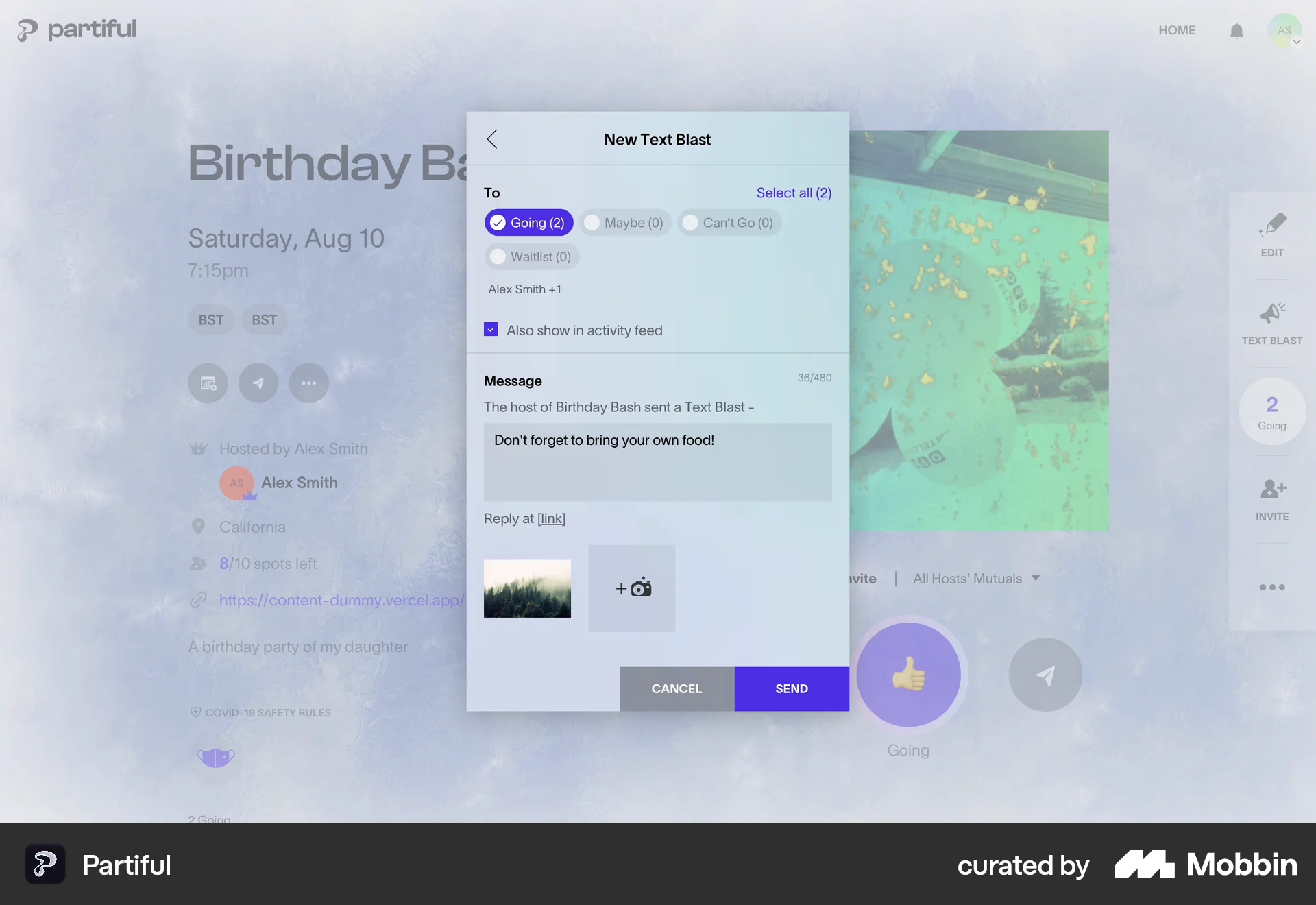 Partiful Web Lifestyle App screen
