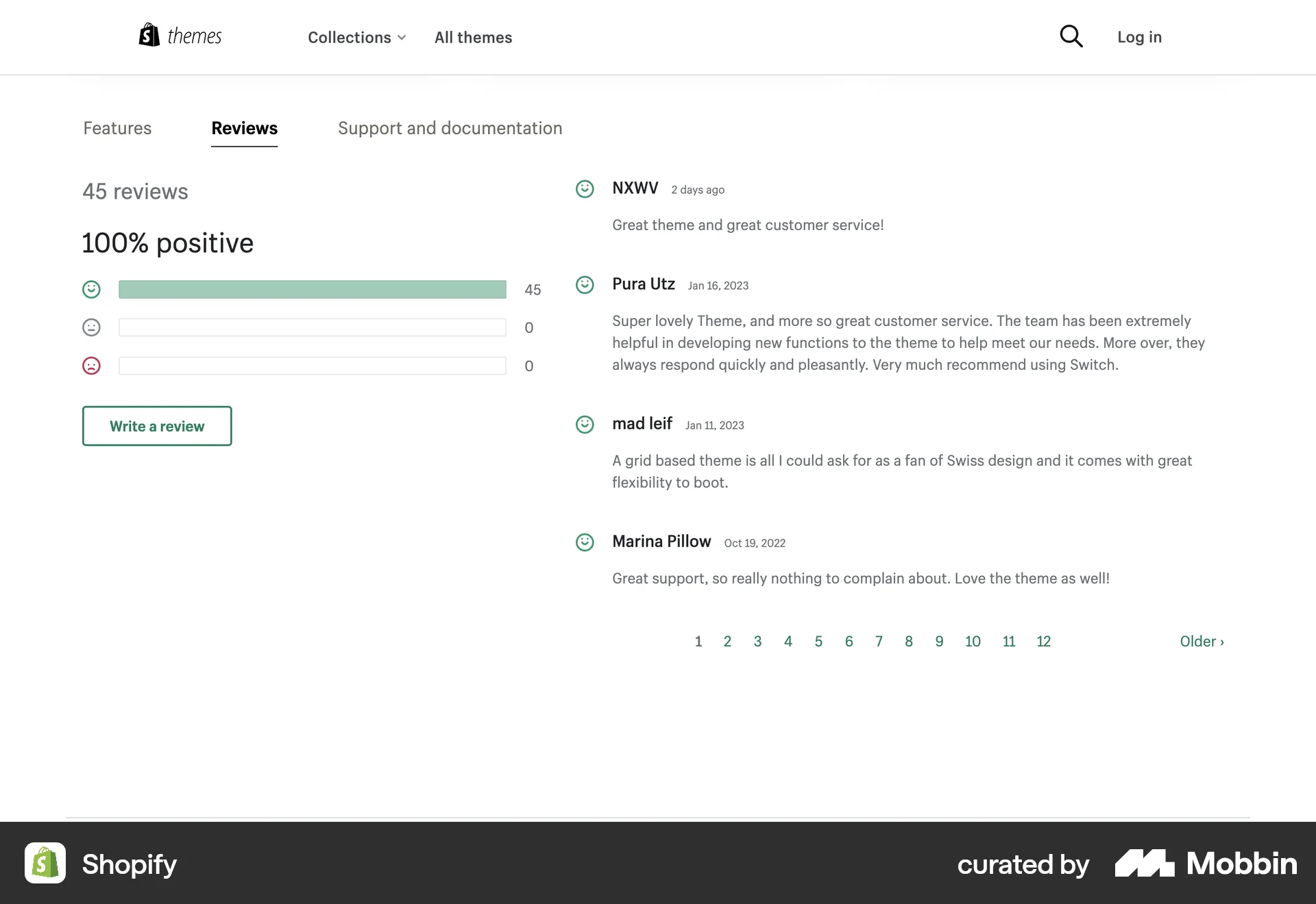 Shopify Web Reviews & Ratings screen