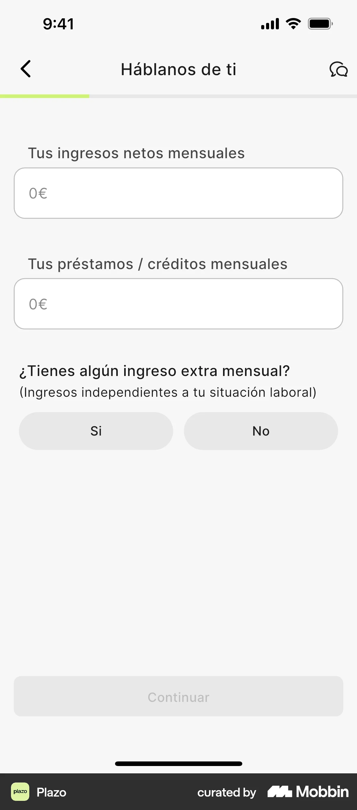 Plazo Onboarding screen