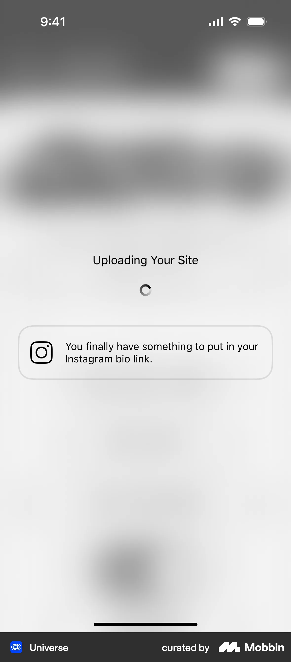 Universe iOS Upload & Download screen
