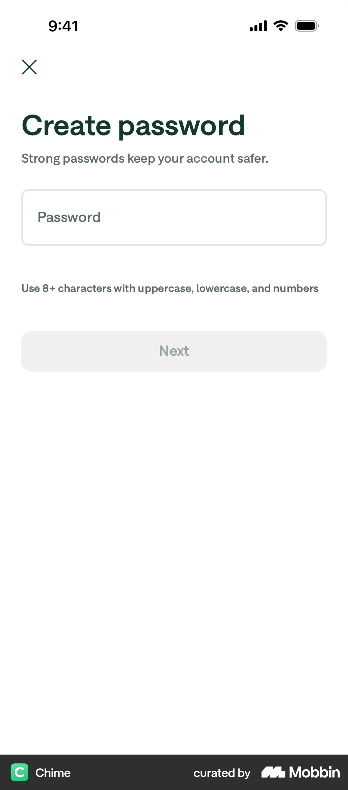 Chime Onboarding screen