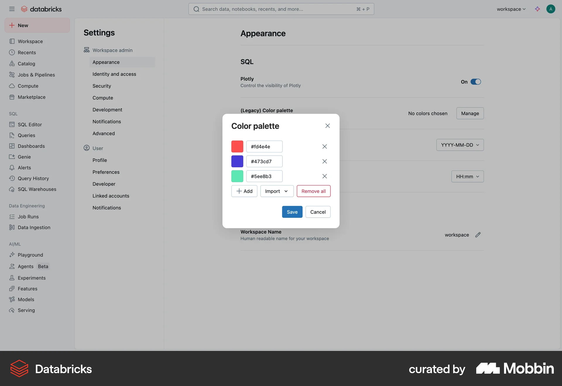 Databricks Web Edit screen