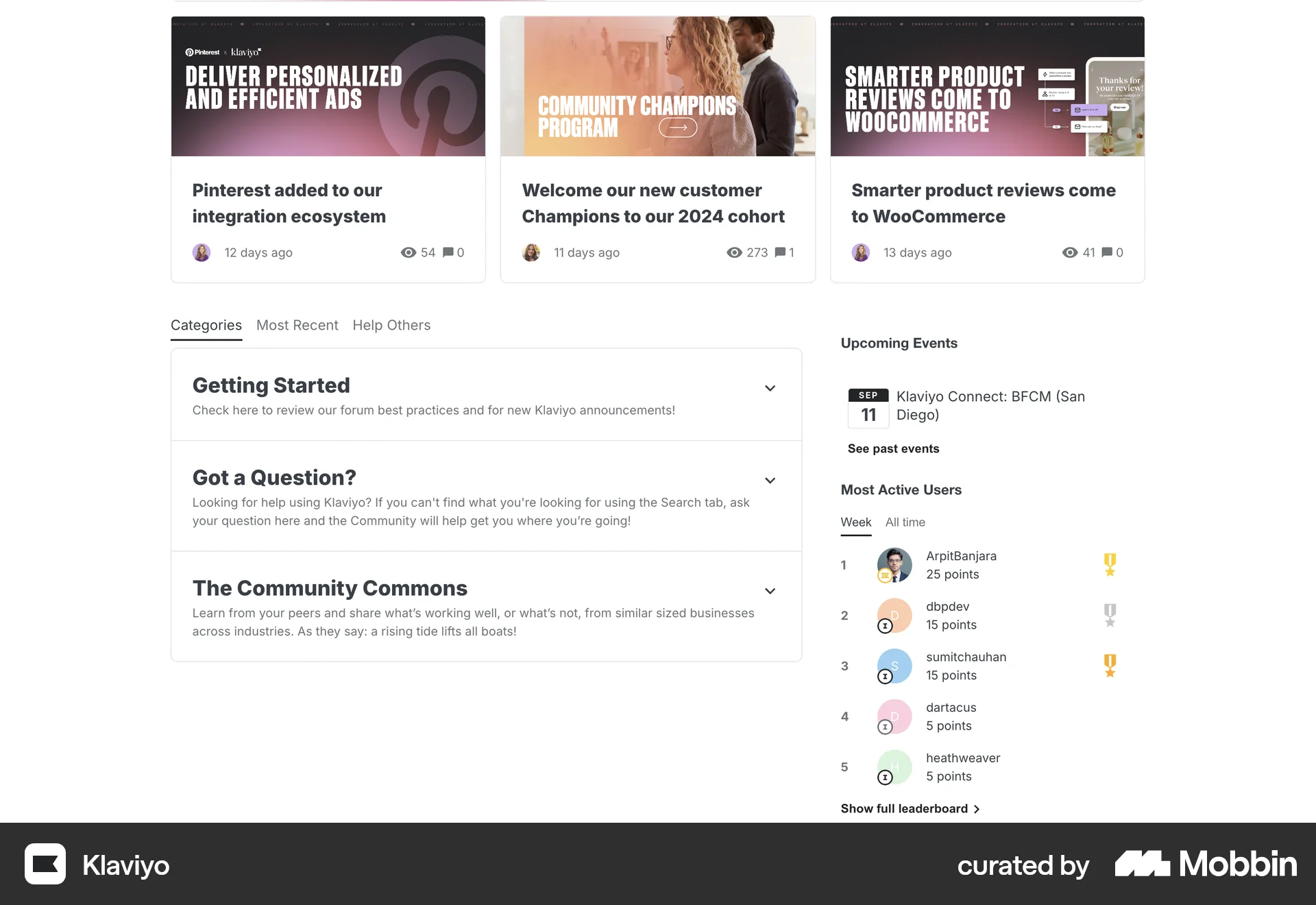Klaviyo Web Leaderboard screen