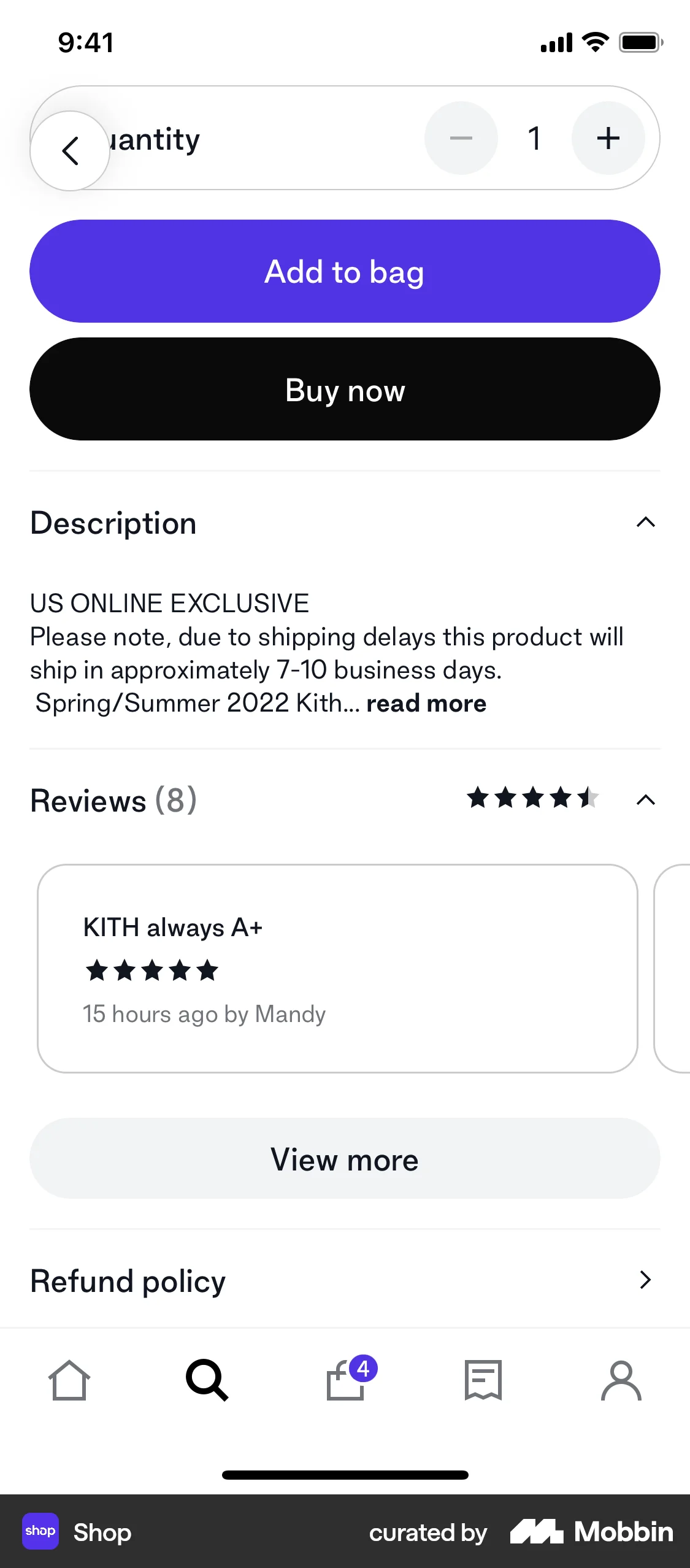Shop iOS Reviews & Ratings screen