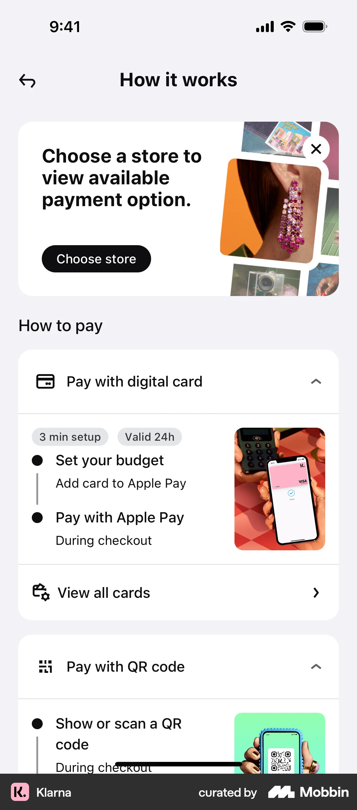 Klarna iOS screen containing Accordion UI element