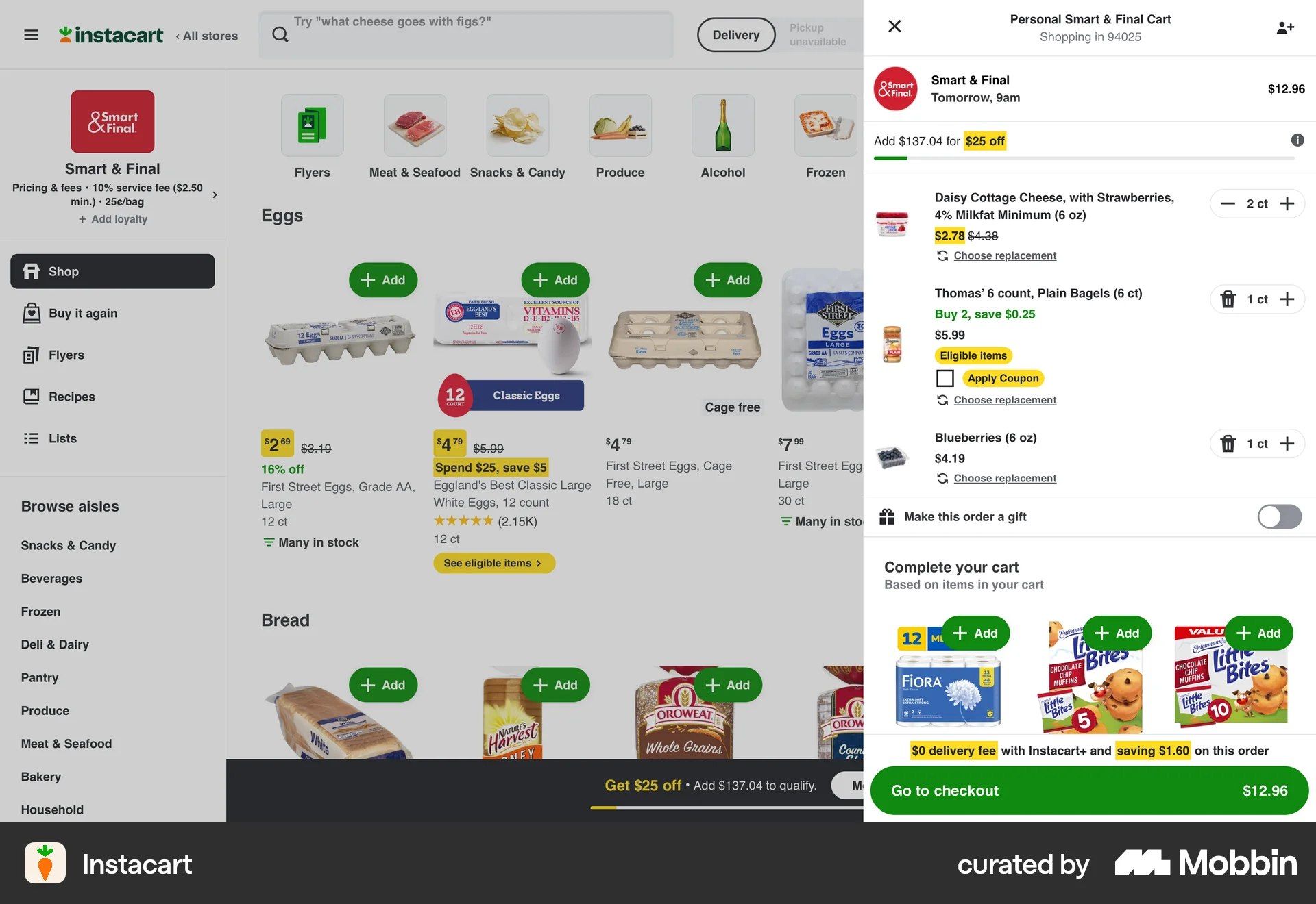Instacart Web Web Shopping Cart screen