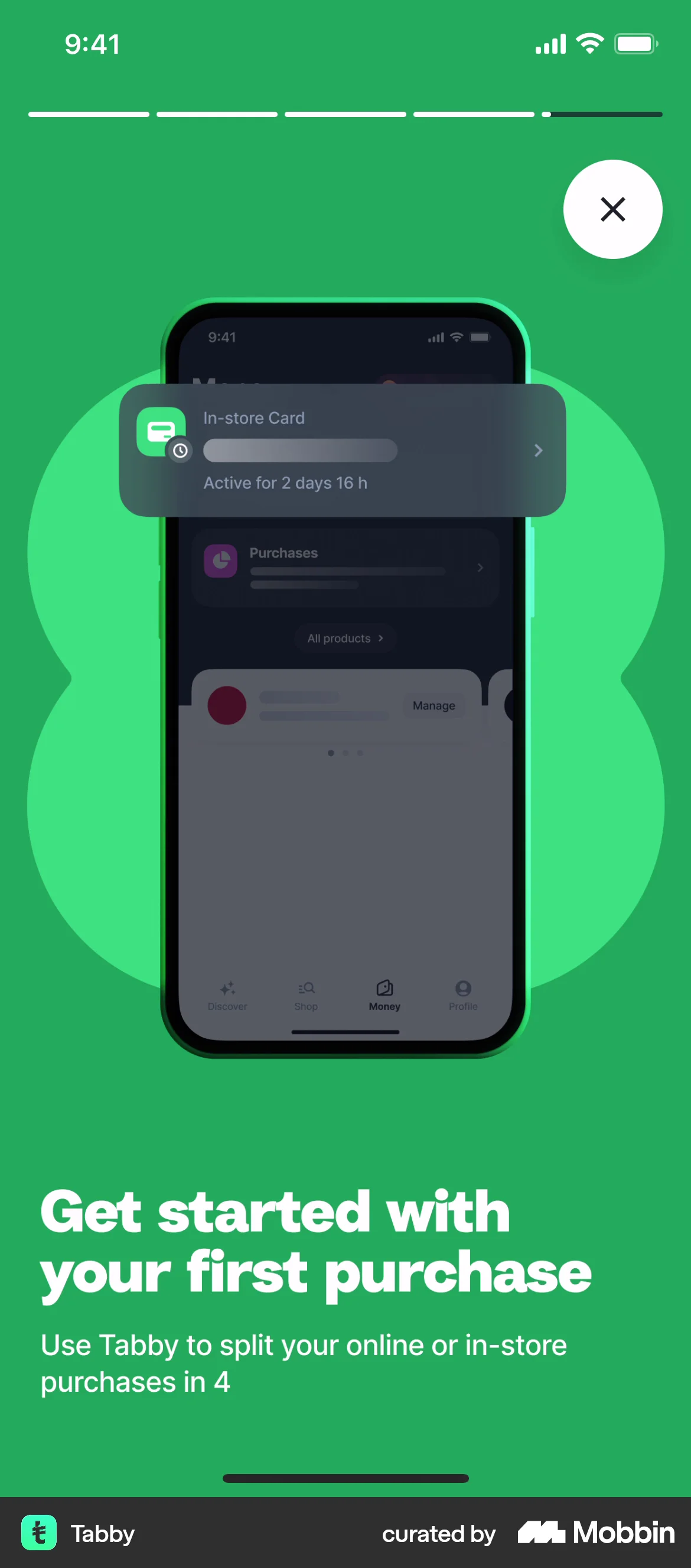 Tabby iOS screen containing Carousel UI element