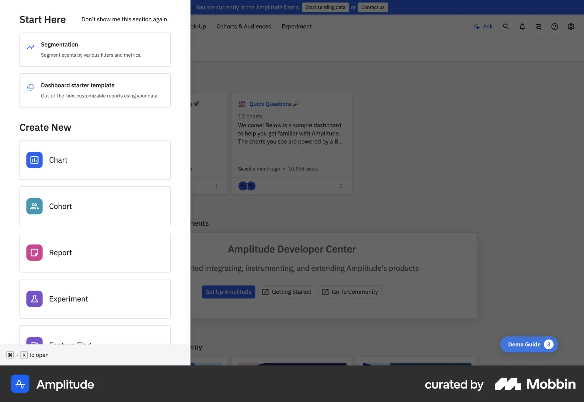 Amplitude Web screen containing Keyboard Key UI element