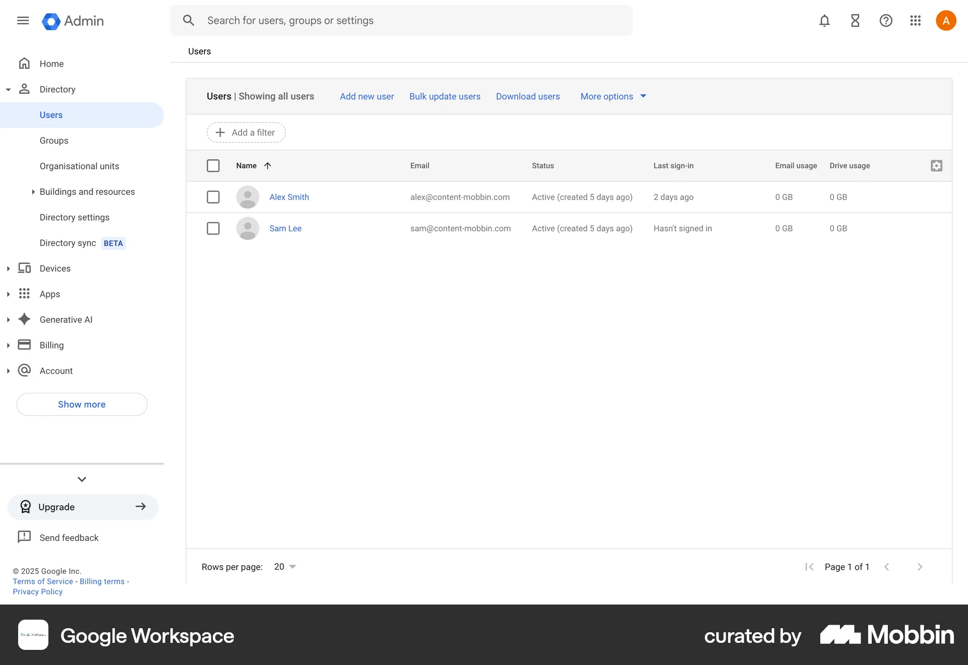 Google Workspace Web Admin UI screen