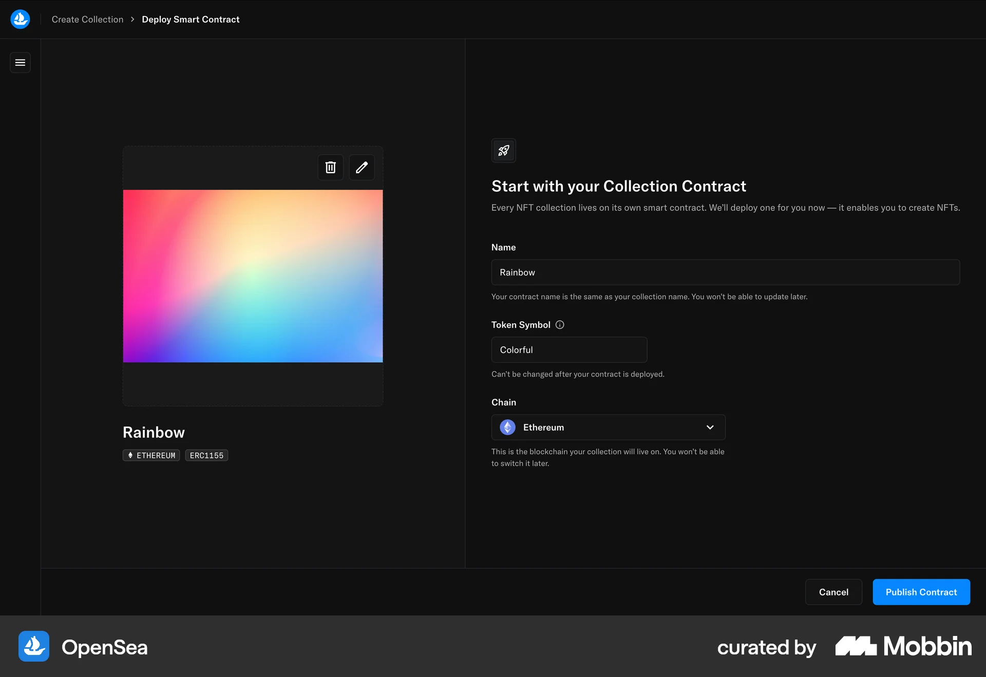 OpenSea Web screen containing Toolbar UI element