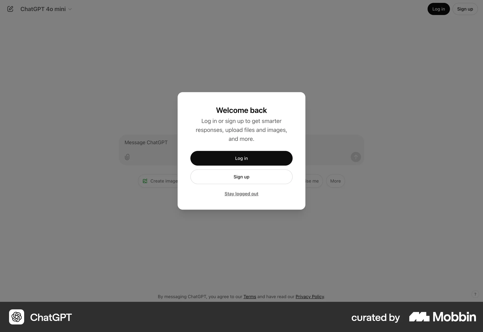 ChatGPT Web screen containing Modal UI UI element