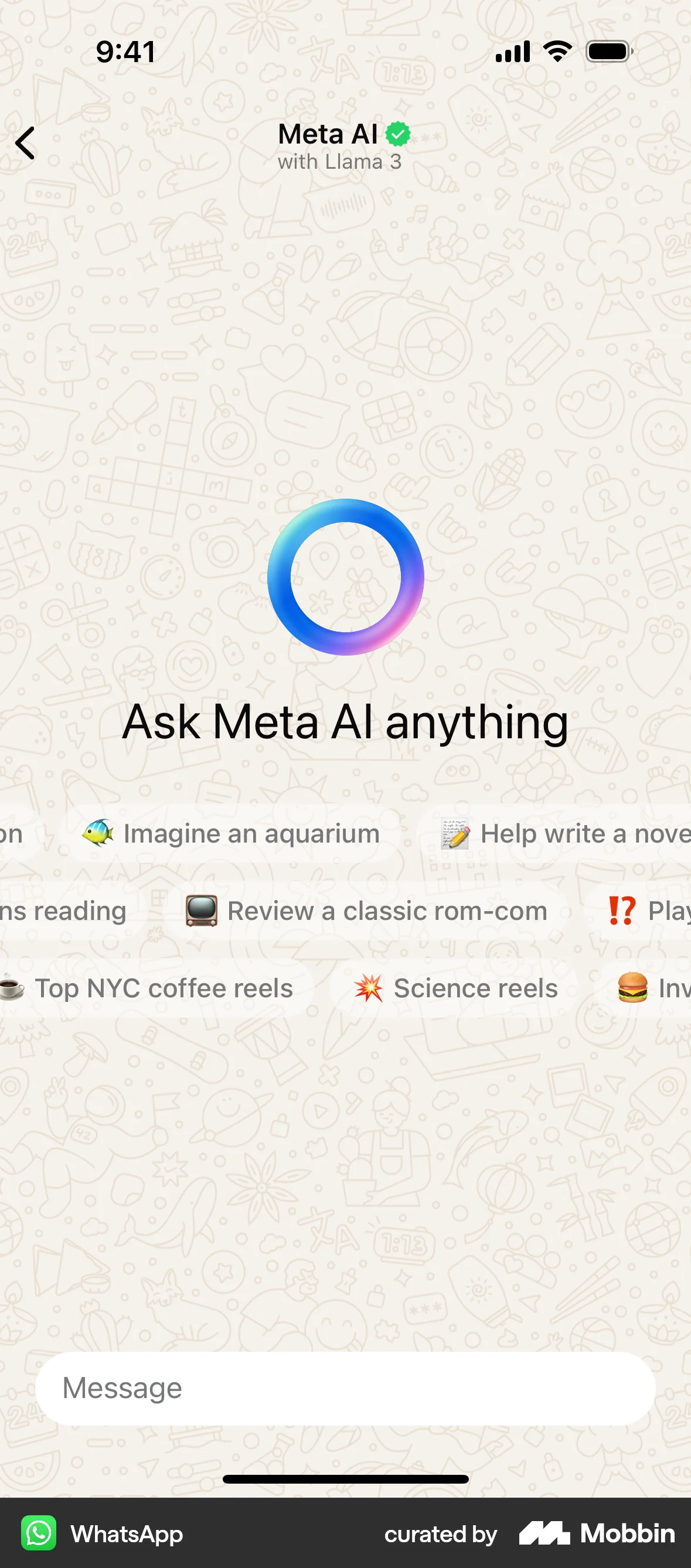 WhatsApp iOS Chat Bot screen