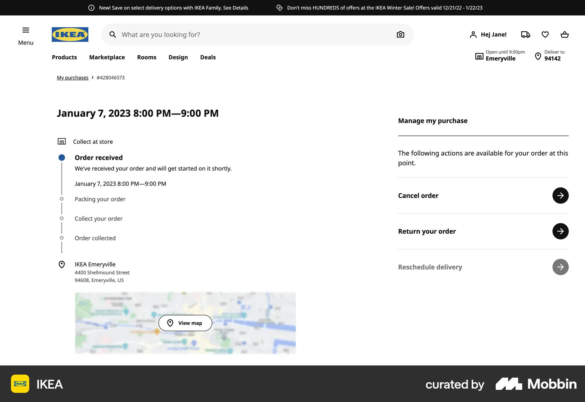 IKEA Web Order Detail screen