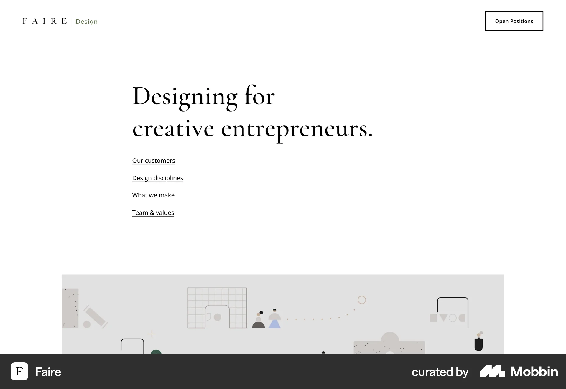 Faire Web screen containing Table of Contents UI element