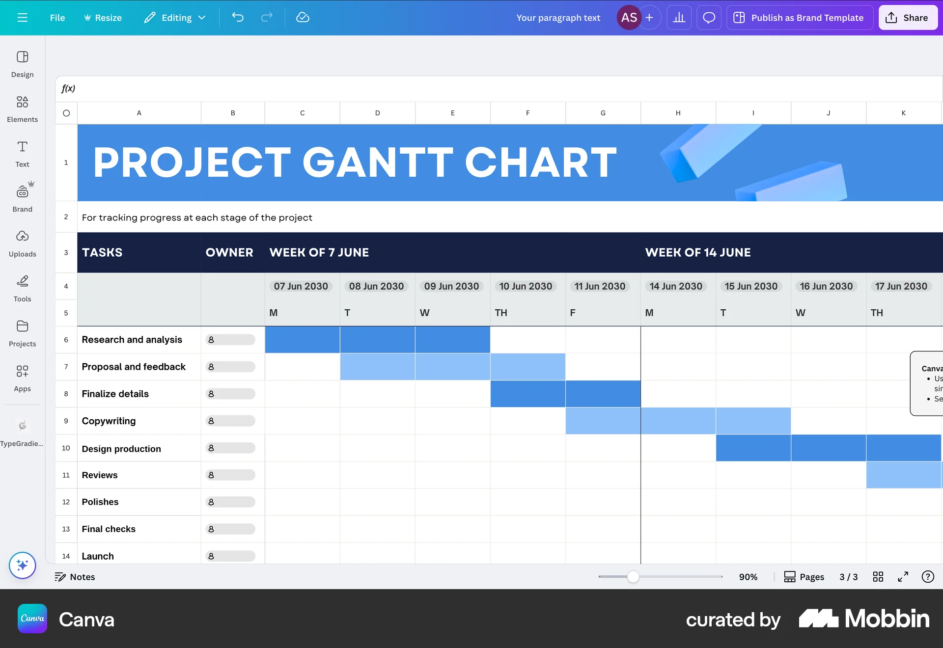 Canva Web Time Tracker screen