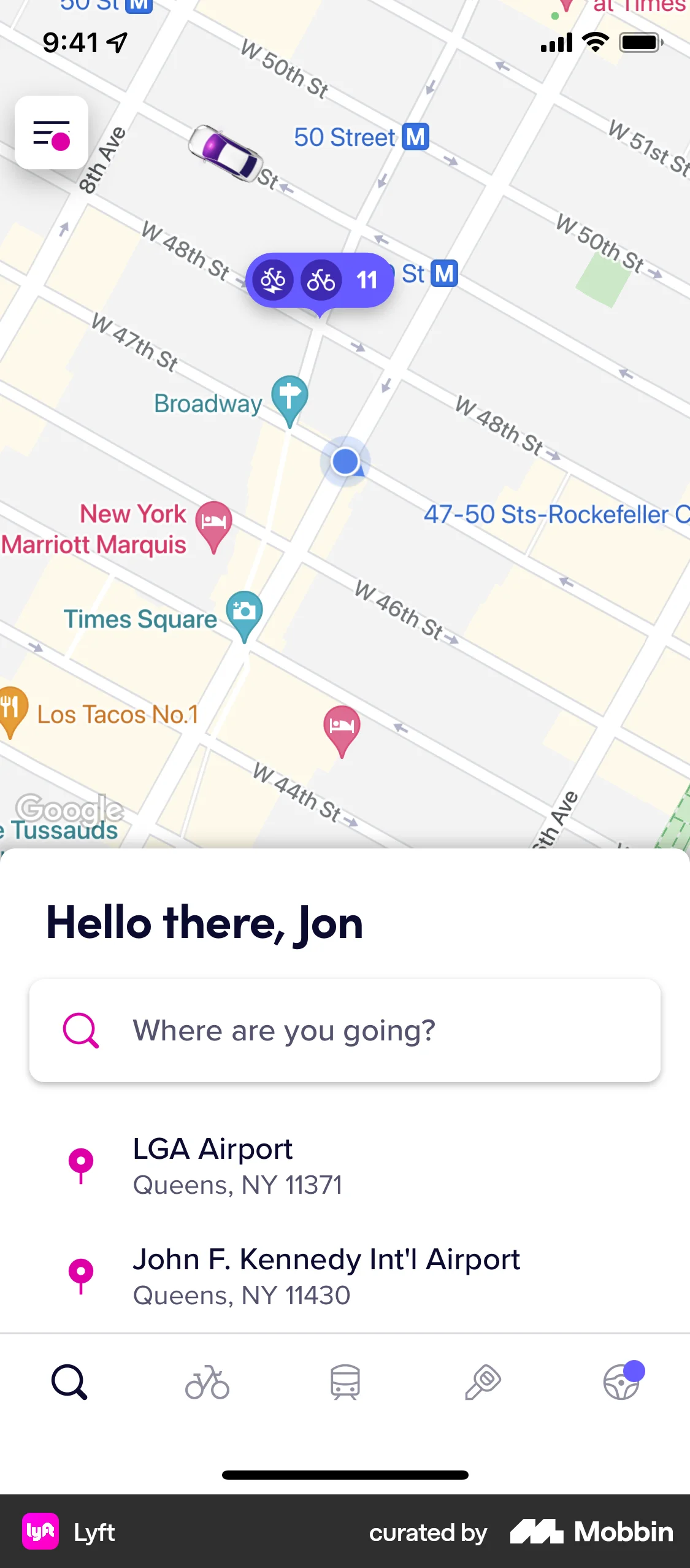 Lyft iOS screen containing Tooltip UI element